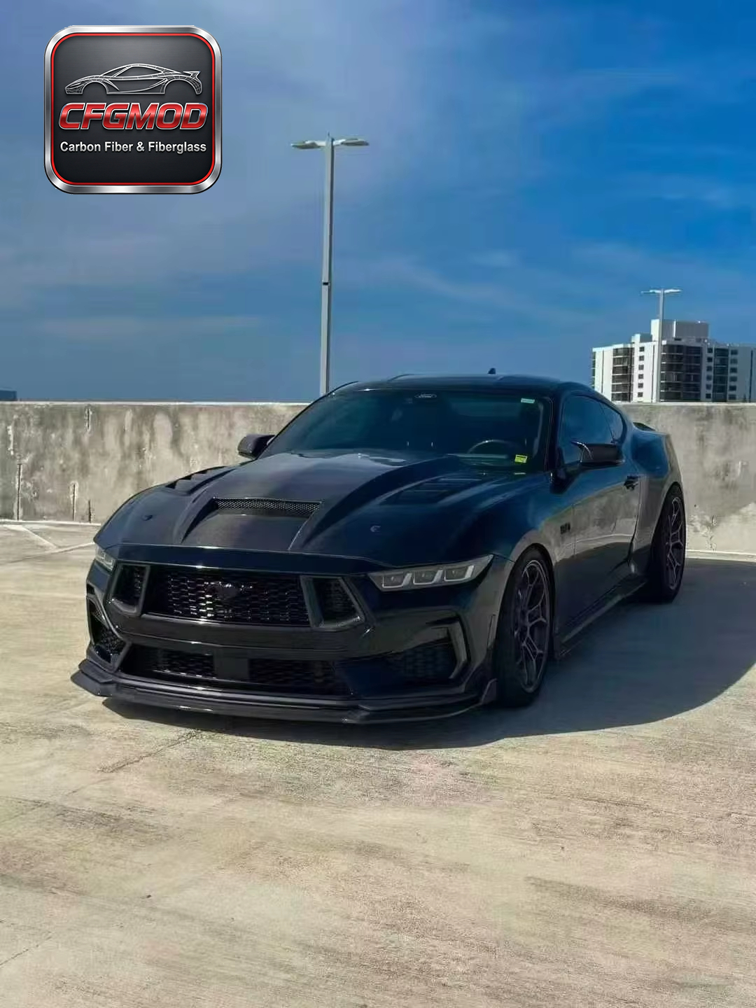 TF Style Vented Carbon Fiber Engine Hood Bonnet for 2024+ Ford Mustang S650 Tuning Parts — 3