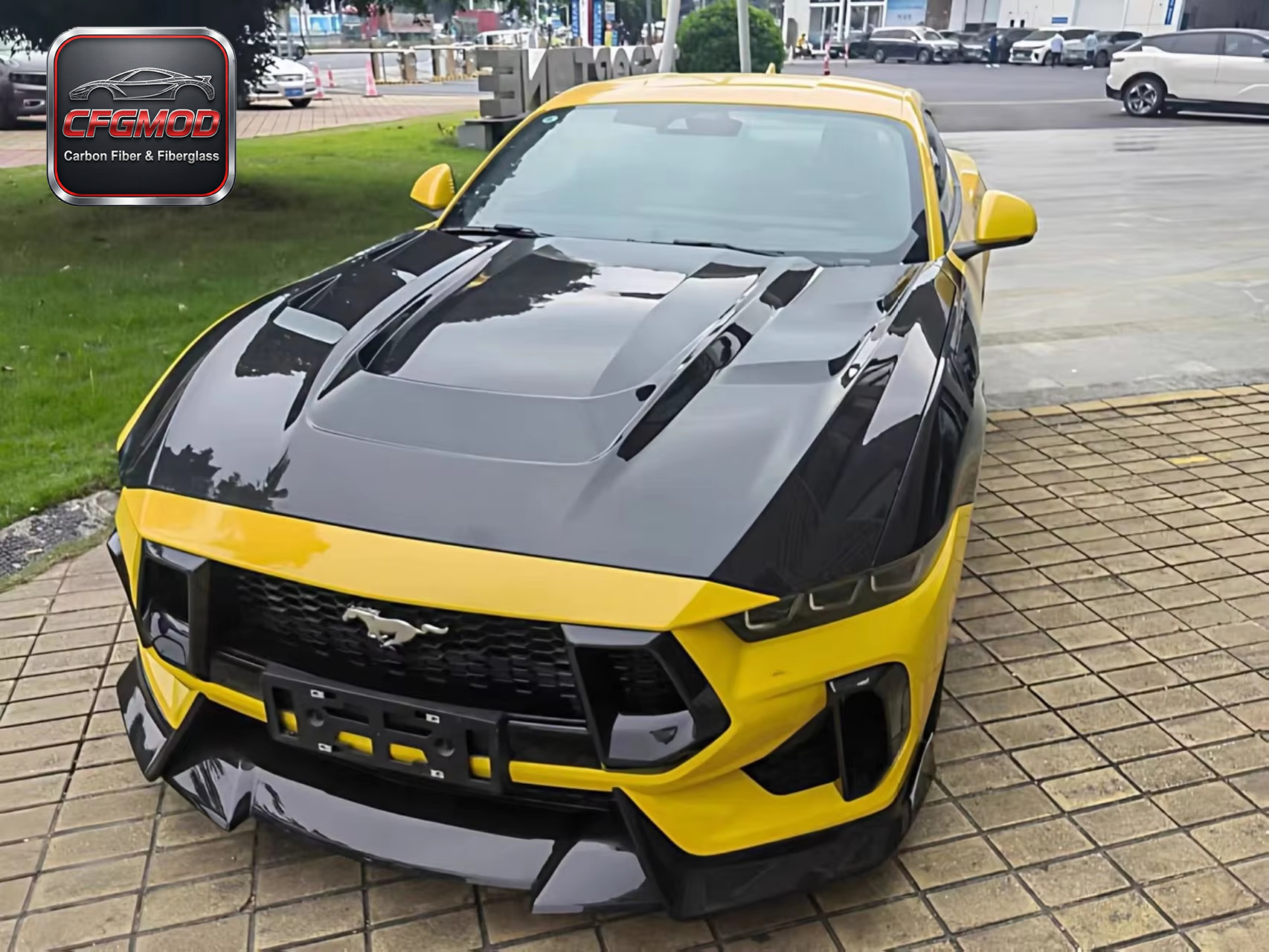 S Style 3-Piece Dry Carbon Fiber Front Bumper Lip Splitter for 2024+ Ford Mustang S650 — 3