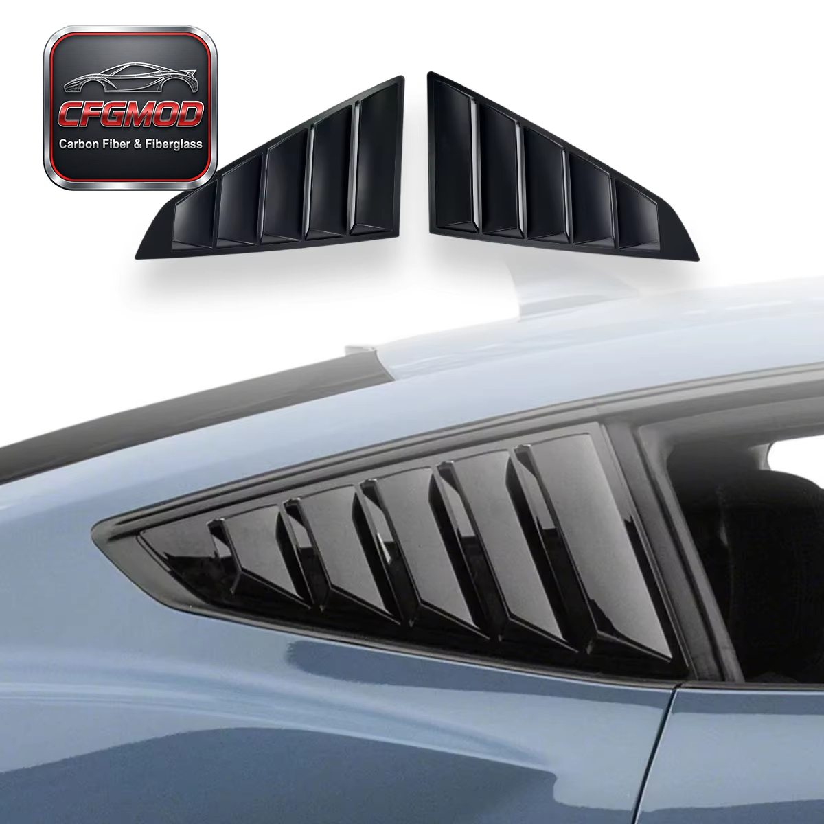 GT Style Dry Carbon Fiber Rear Window Louvers Sun Shade for 2024+ Ford Mustang S650 — 1