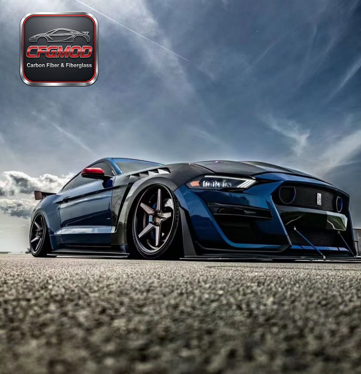 GTD Style Dry Carbon Fiber Resin Front Fenders for 2018-2022 Ford Mustang S550 — 3