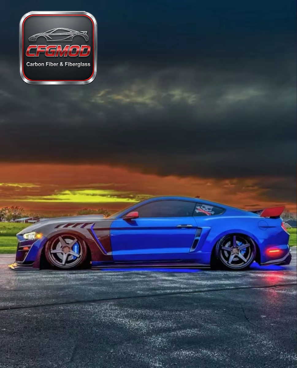 GTD Style Dry Carbon Fiber Resin Front Fenders for 2018-2022 Ford Mustang S550 — 4