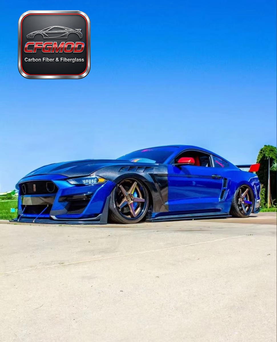 GTD Style Dry Carbon Fiber Resin Front Fenders for 2018-2022 Ford Mustang S550 — 6