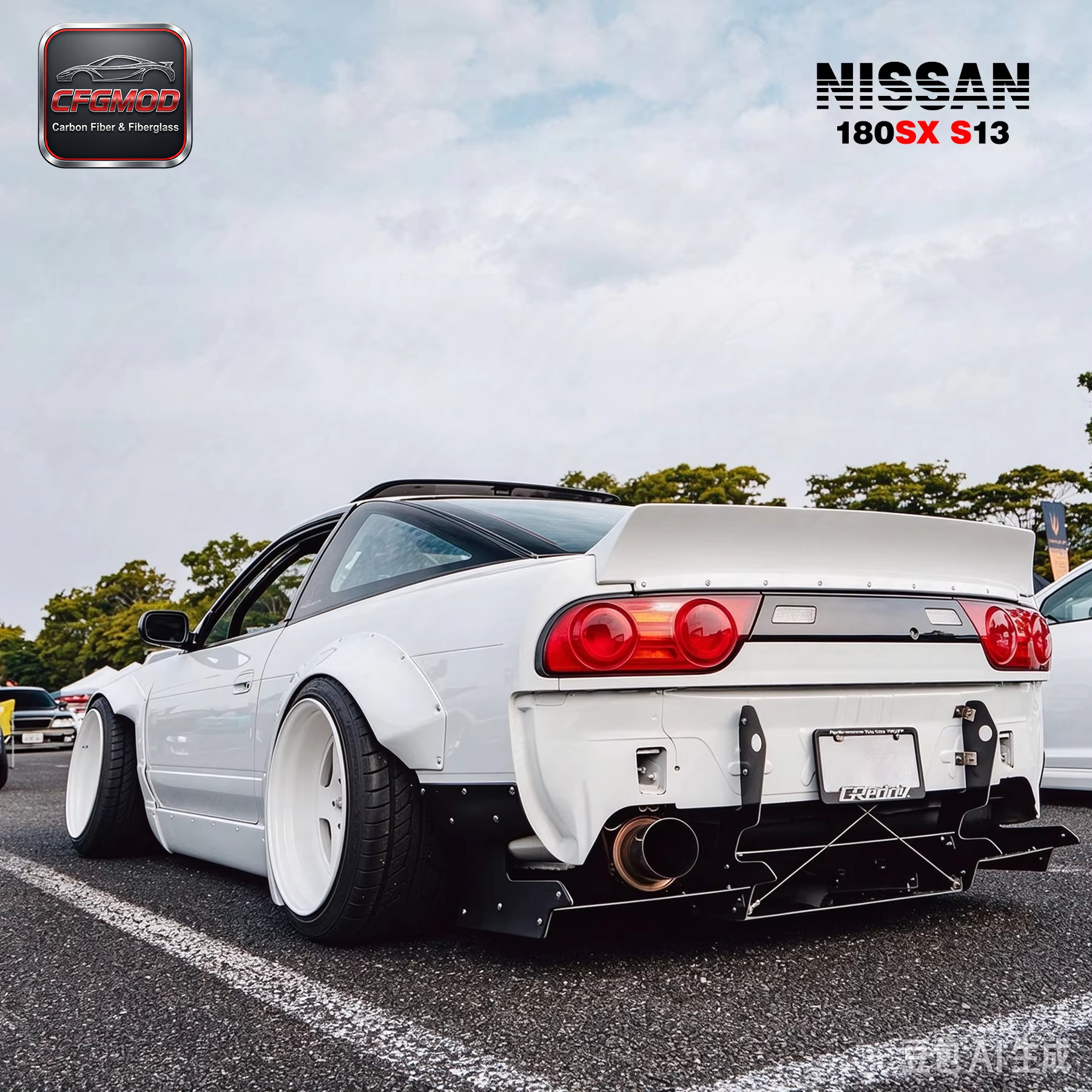 For 180SX Rocket Bunny Style Rear Spoiler Wing Carbon Fiber( or FRP) — 3