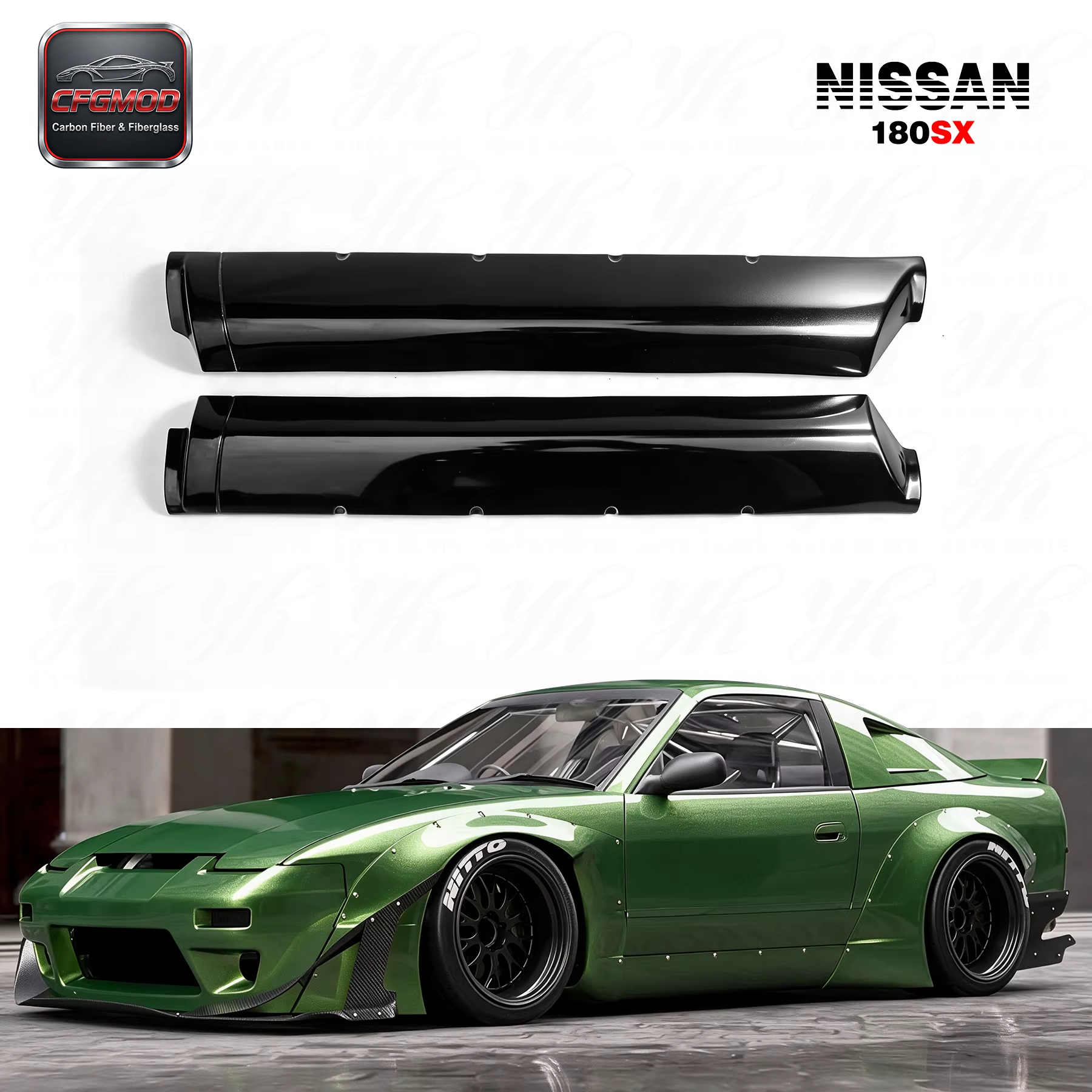 For 180SX RPS13 Rocket Bunny V2 Side Skirt FRP Glass Fiber — 2