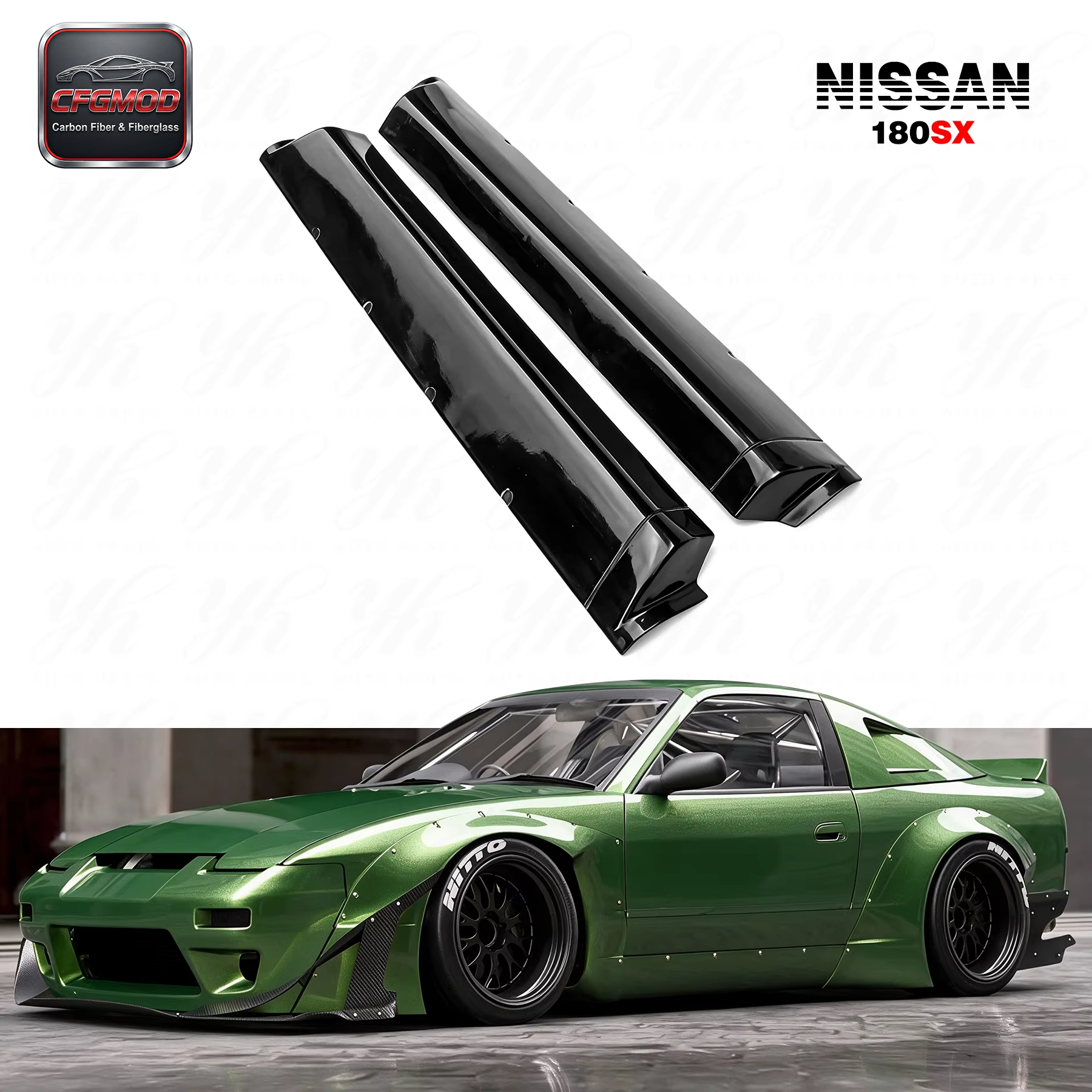 For 180SX RPS13 Rocket Bunny V2 Side Skirt FRP Glass Fiber — 3