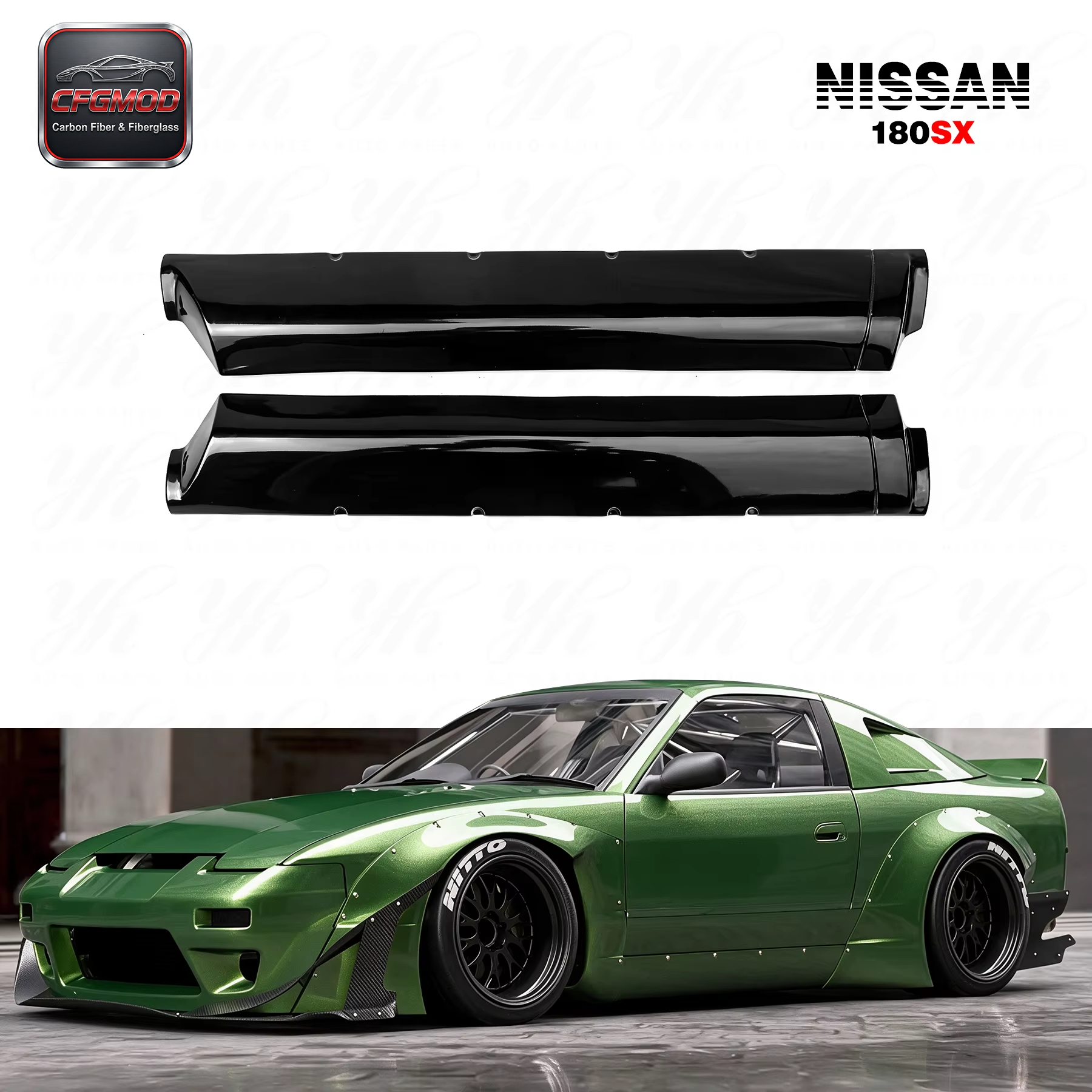 For 180SX RPS13 Rocket Bunny V2 Side Skirt FRP Glass Fiber — 4