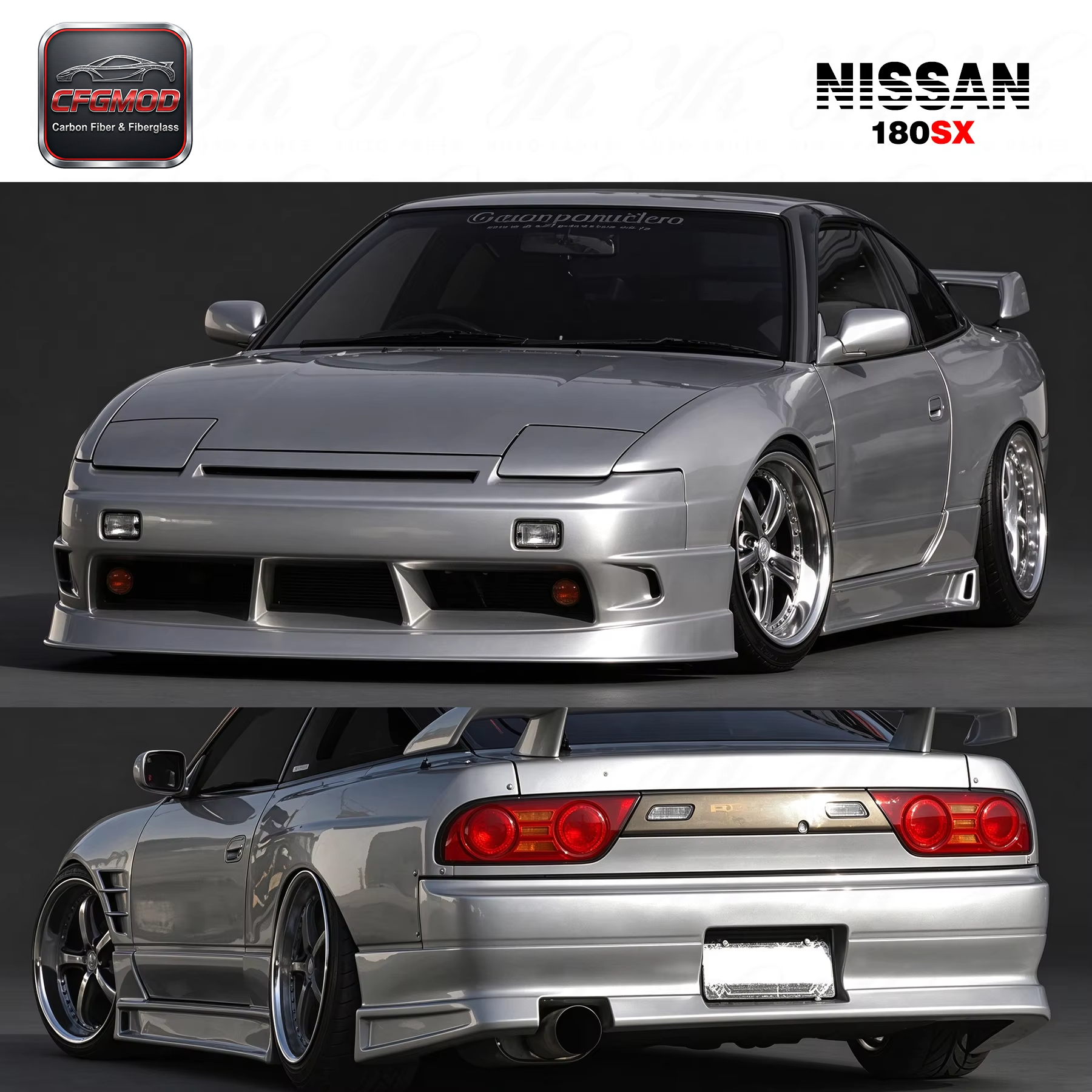 Glass Fiber FRP FRONT FENDER +30MM for 180SX G-CORPORATION TYPE-2 STYLE FRP (a Pair) — 1