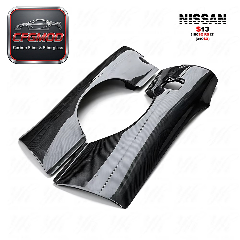 3K Twill Carbon Fiber Rear Over Fenders +50mm Widebody Flares for Nissan 180SX RS13 S13 240SX Hatchback Tuning — 2