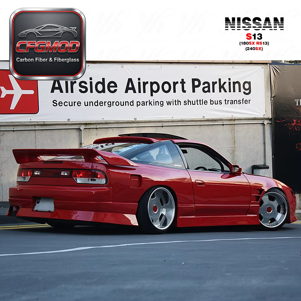 3K Twill Carbon Fiber Rear Over Fenders +50mm Widebody Flares for Nissan 180SX RS13 S13 240SX Hatchback Tuning — 6