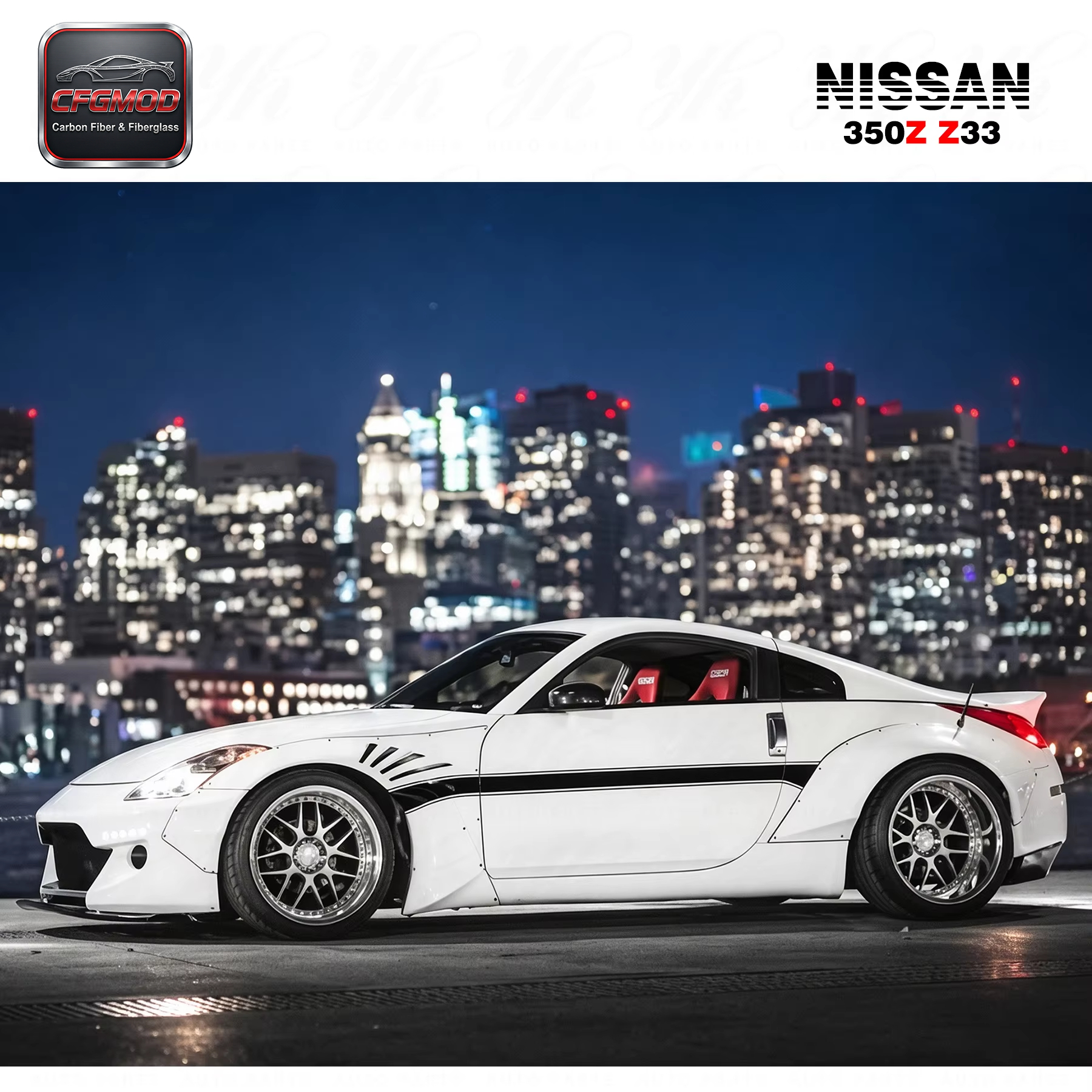 FRP Auto Parts for 350Z Rocket Bunny Style Front Fender (Pair)-High Glossy Finish Excellent Fitment — 6