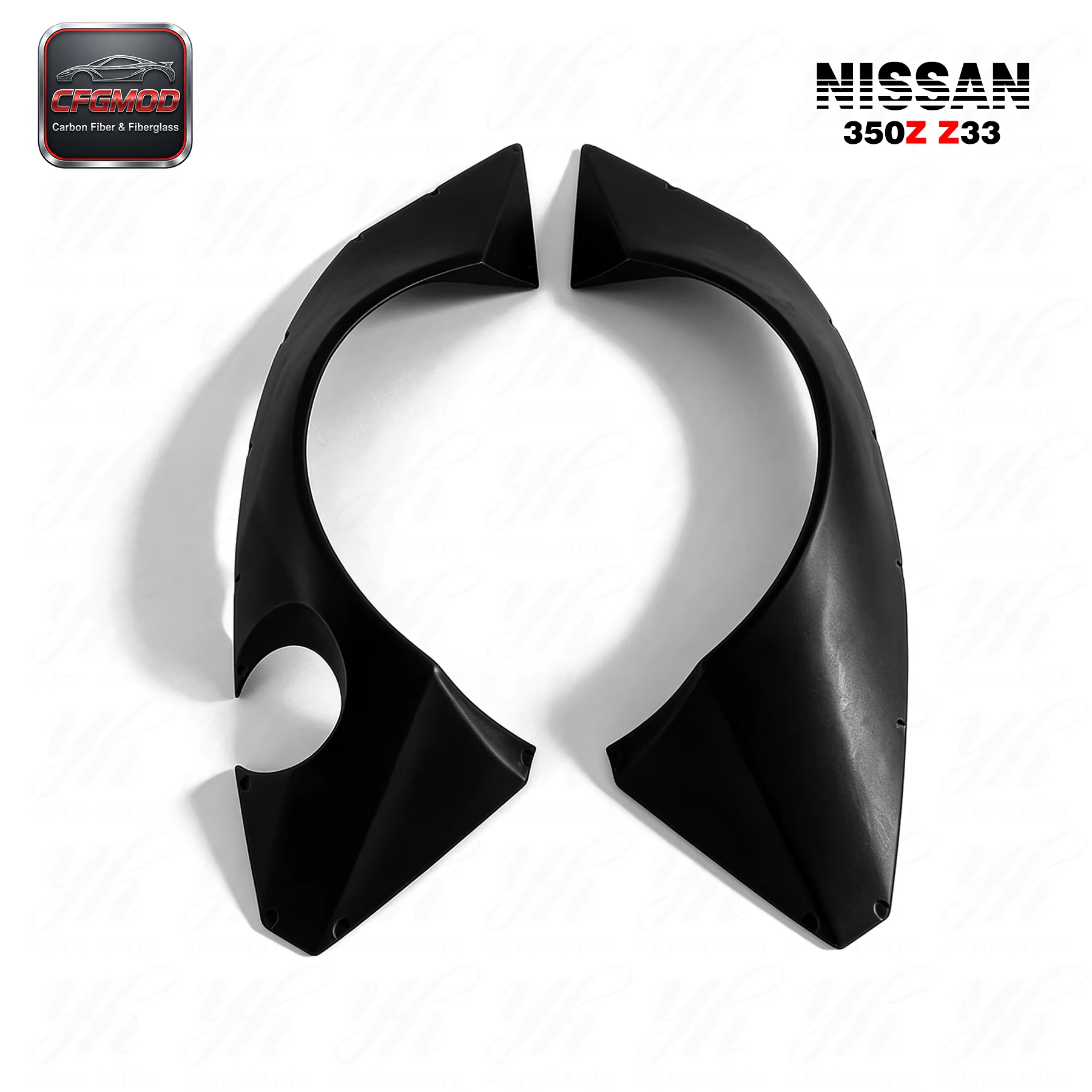 Black CFGMOD Brand High Quality Fiber Glass FRP Bodykit 2008-2009 Nissan 350Z Z33 RB Rocket Bunny Style Front/Rear Fender Flares 1 — 2