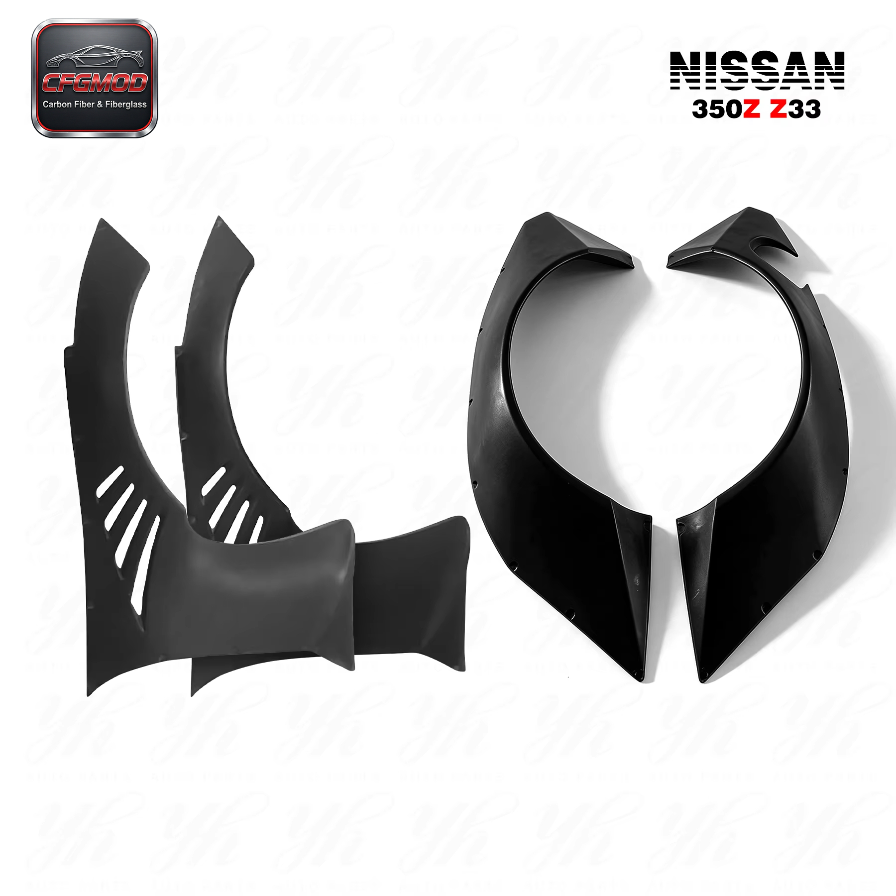 Black CFGMOD Brand High Quality Fiber Glass FRP Bodykit 2008-2009 Nissan 350Z Z33 RB Rocket Bunny Style Front/Rear Fender Flares 1 — 3
