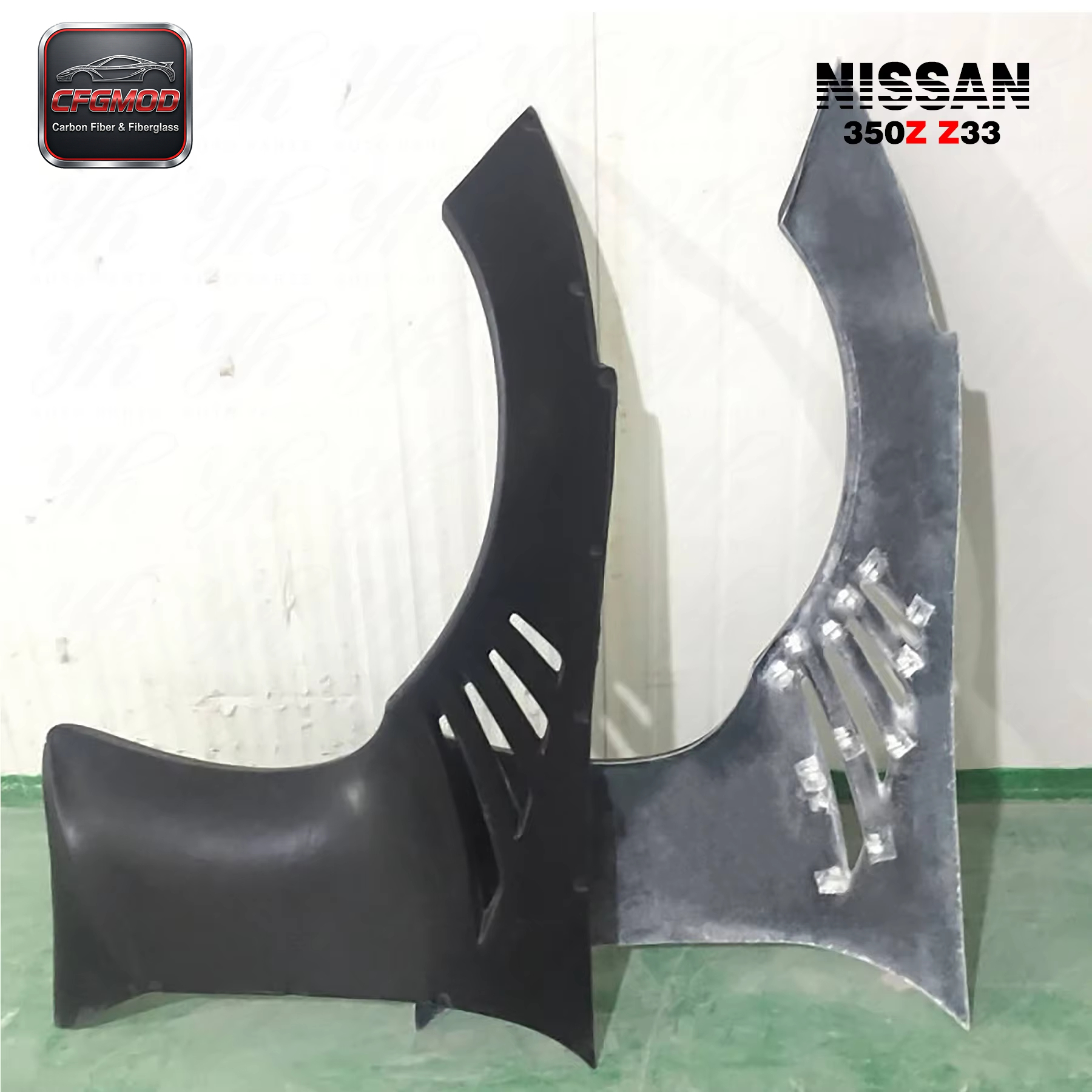 Black CFGMOD Brand High Quality Fiber Glass FRP Bodykit 2008-2009 Nissan 350Z Z33 RB Rocket Bunny Style Front/Rear Fender Flares 1 — 7