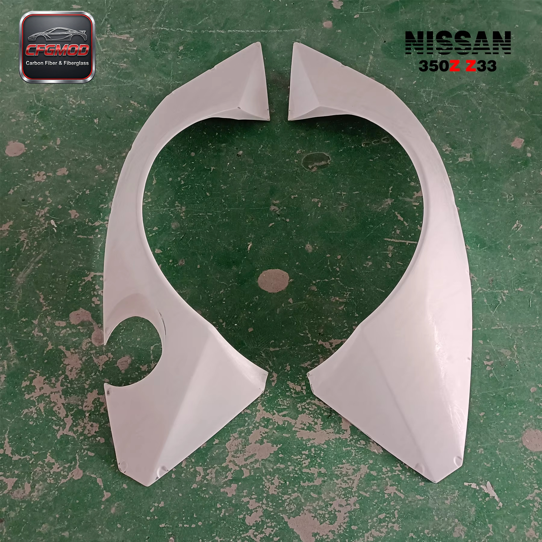 Black CFGMOD Brand High Quality Fiber Glass FRP Bodykit 2008-2009 Nissan 350Z Z33 RB Rocket Bunny Style Front/Rear Fender Flares 1 — 9