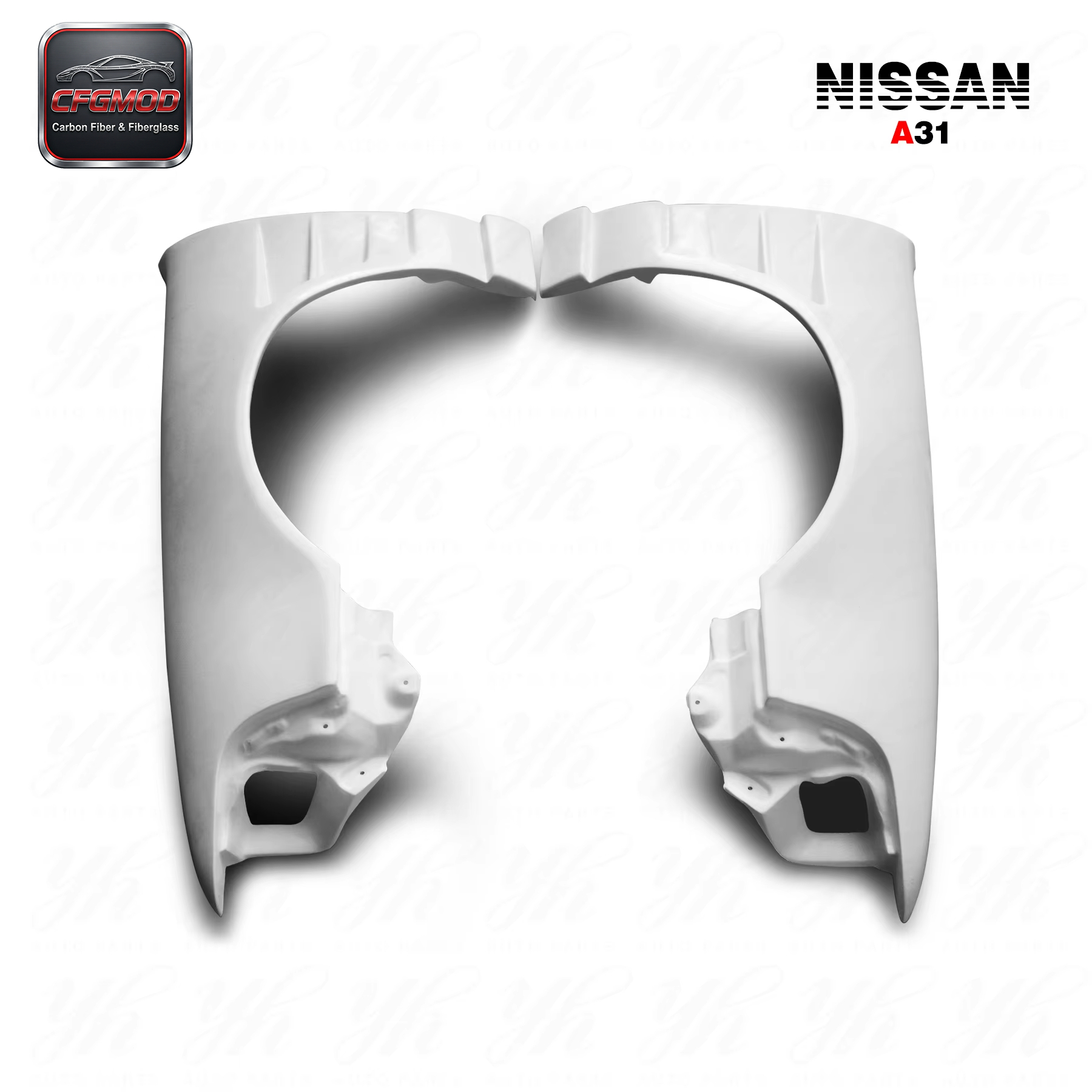 High Quality White High Glossy 3k Twill Weave Glass Fiber Front Fenders Easy Installation for A31 Cefiro D-MAX Style — 3