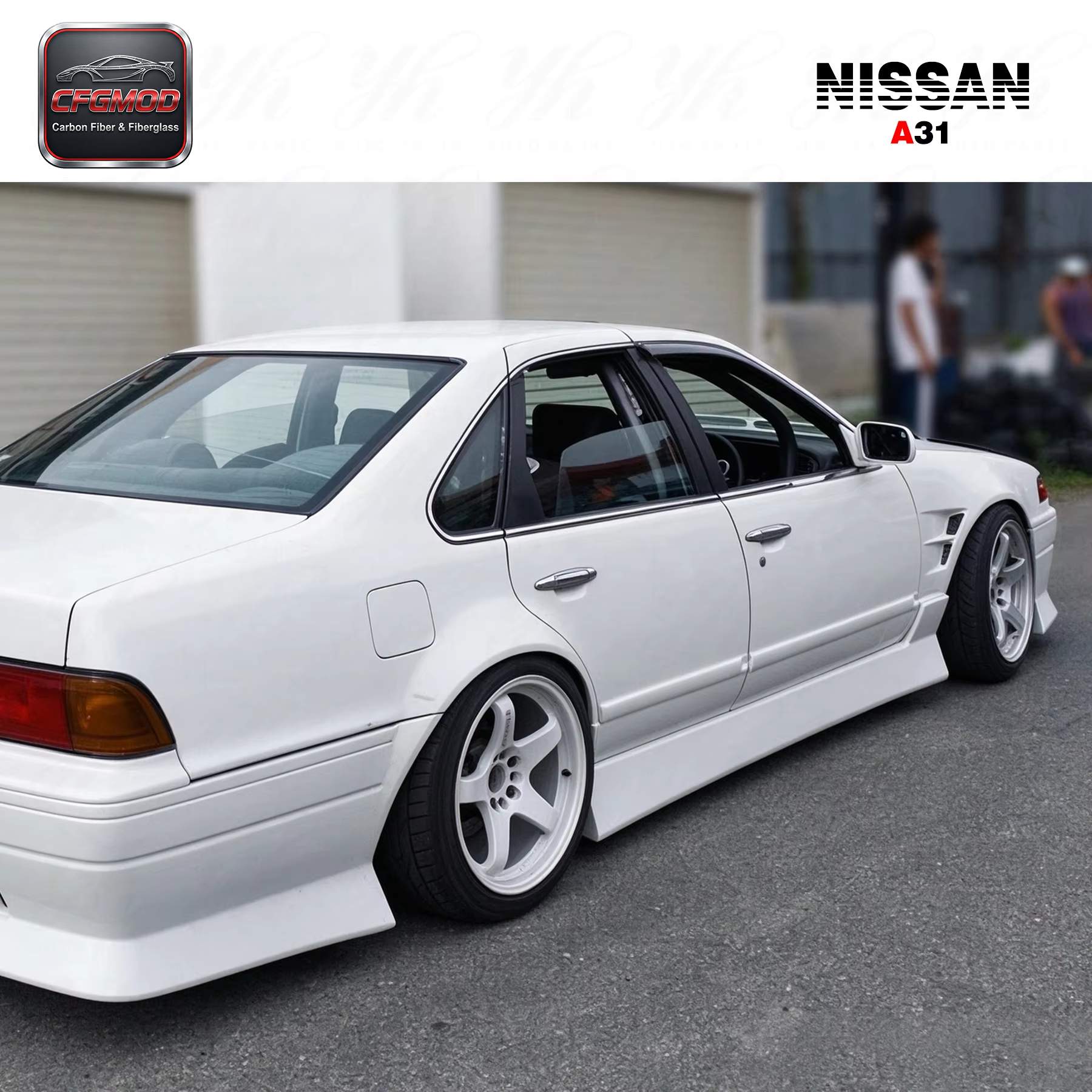 High Quality White High Glossy 3k Twill Weave Glass Fiber Front Fenders Easy Installation for A31 Cefiro D-MAX Style — 5