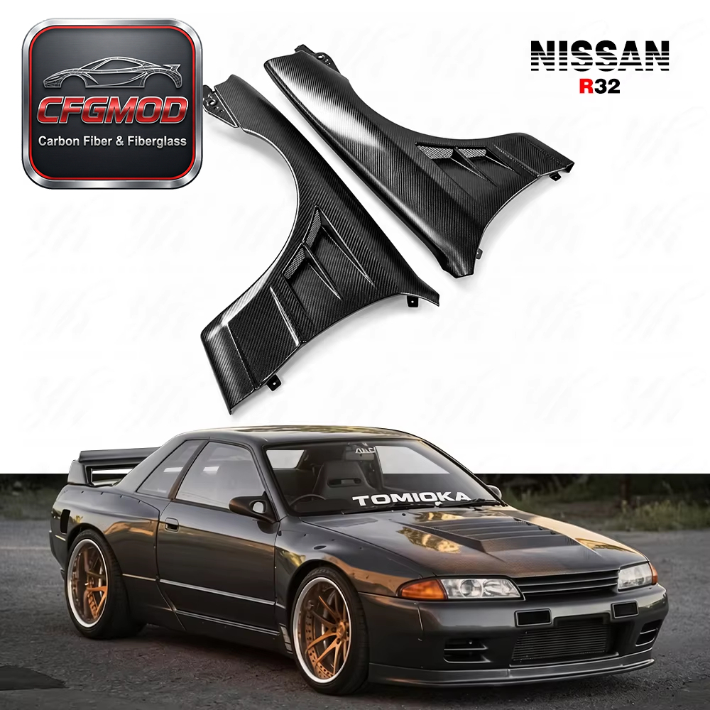 For R32 GTS BN-Sports Front Fenders (pair ) CF Carbon Fiber — 4