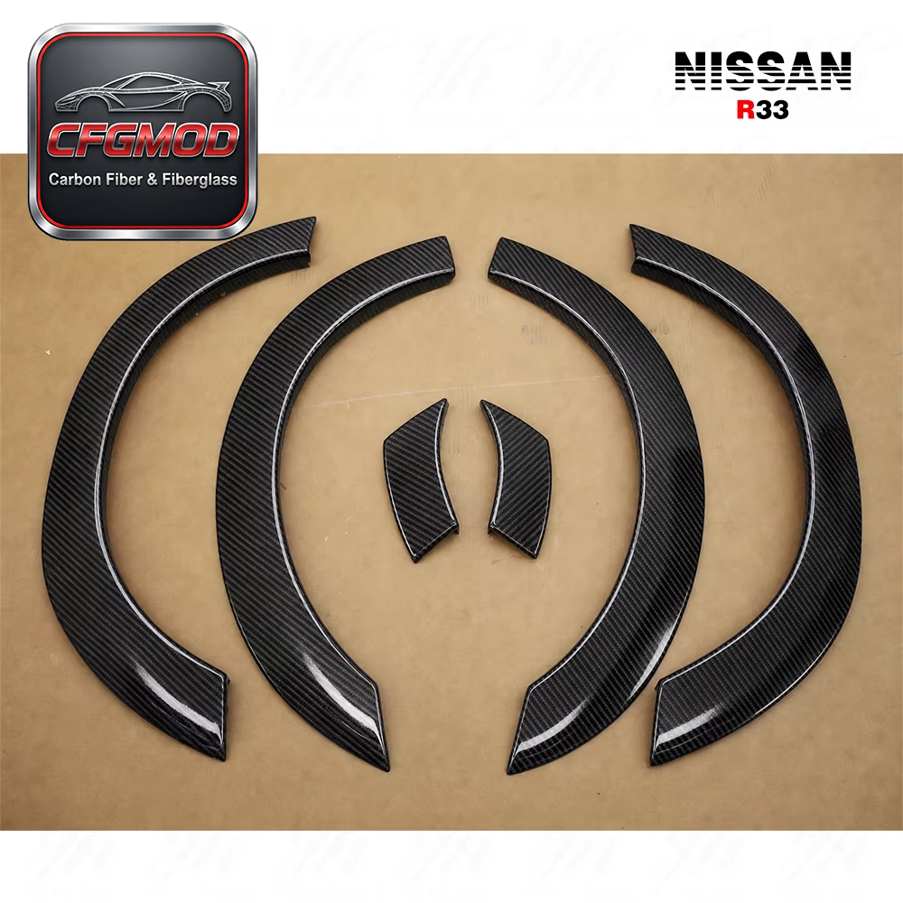 Carbon Fiber CF Wheel Arches Extensions Eyebrow for Skyline R33 GTST/GTR Nisom NI 400R Style — 5
