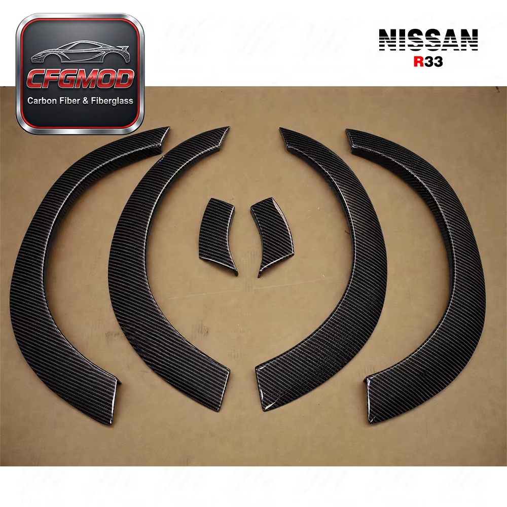 Carbon Fiber CF Wheel Arches Extensions Eyebrow for Skyline R33 GTST/GTR Nisom NI 400R Style — 6