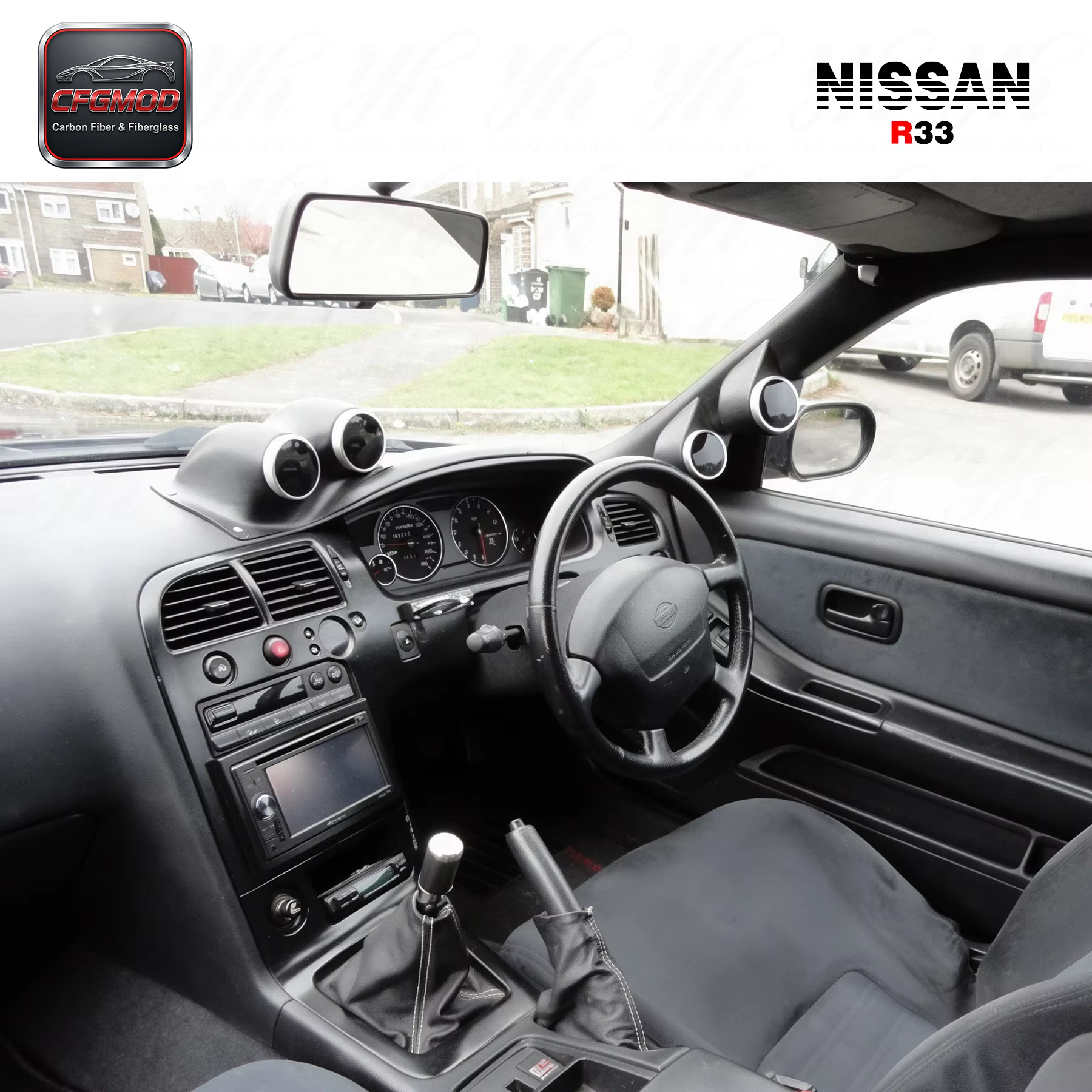 Carbon Fiber Skyline R33 GTR GTS Dash Twin Gauge Pod CF Black — 4