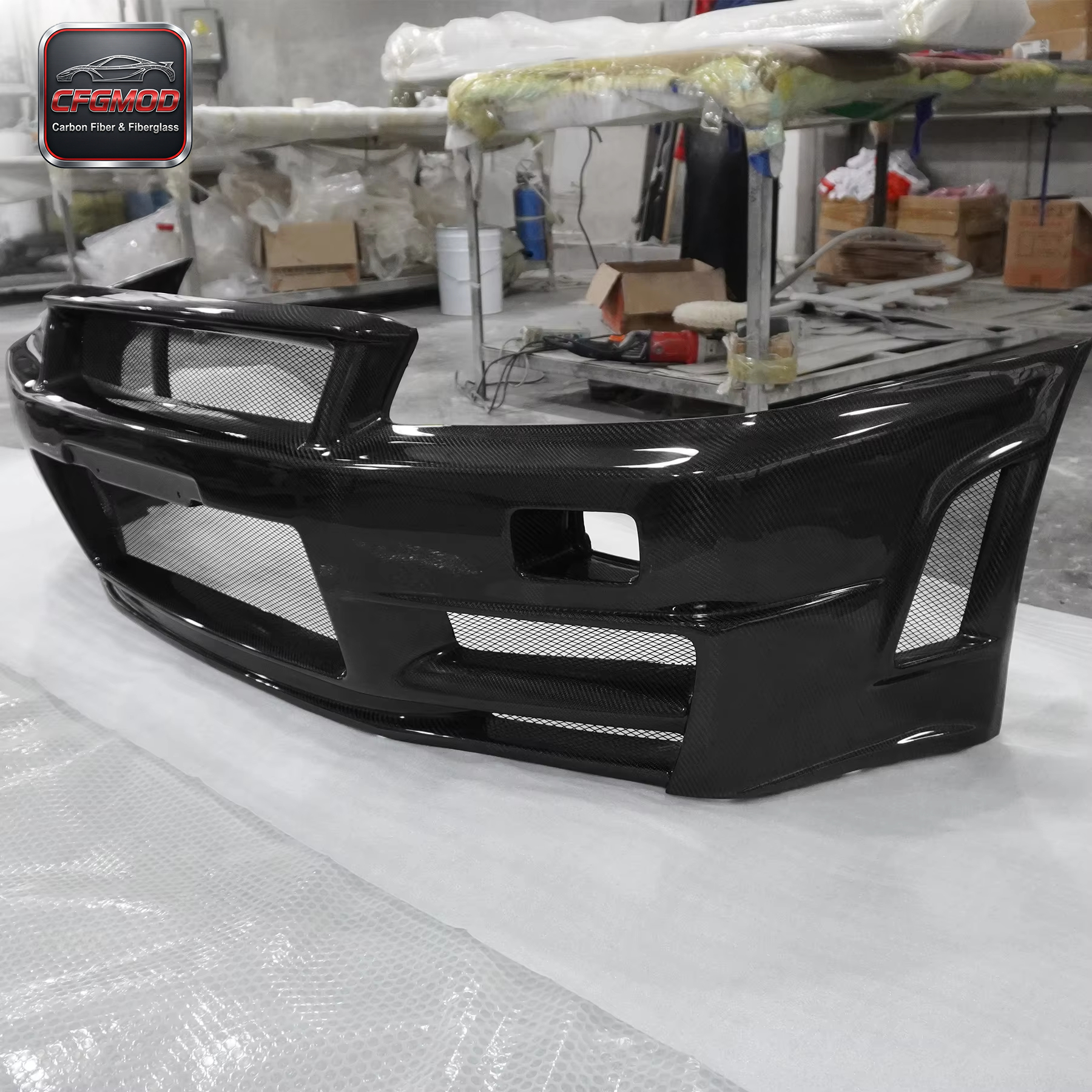 Black Carbon Fiber Front Bumper for Skyline R34 GTR Z-Tune Type with 100% Fitment — 4