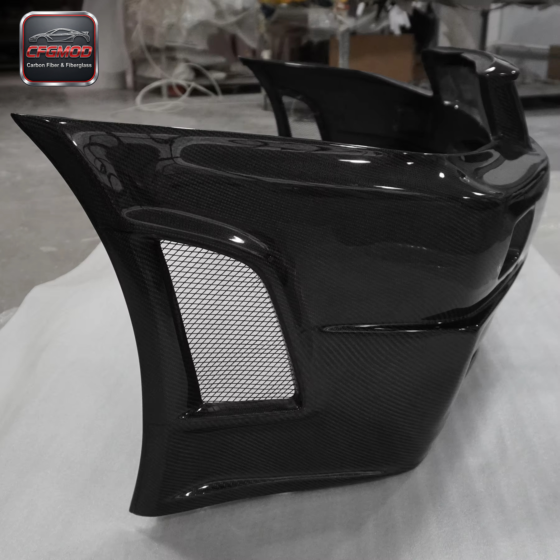 Black Carbon Fiber Front Bumper for Skyline R34 GTR Z-Tune Type with 100% Fitment — 6