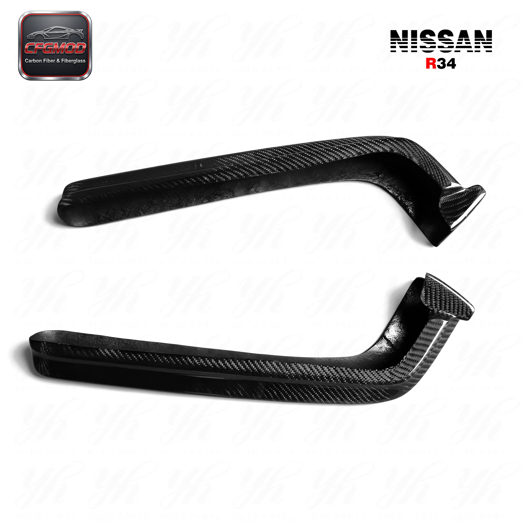 For 1999-2002 Skyline R34 GTR Nism NI Style Carbon Fiber Rear Spats — 3