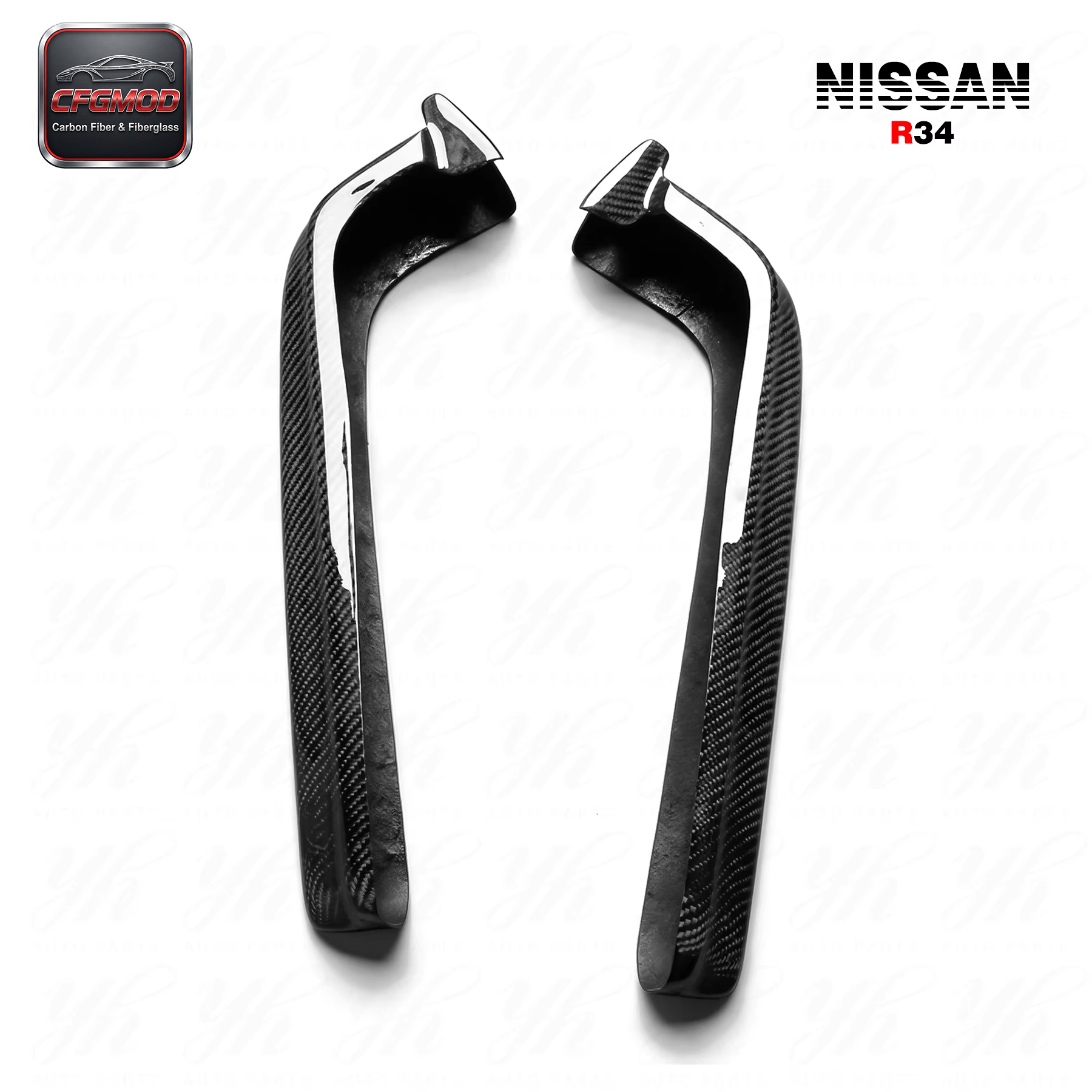 For 1999-2002 Skyline R34 GTR Nism NI Style Carbon Fiber Rear Spats — 4