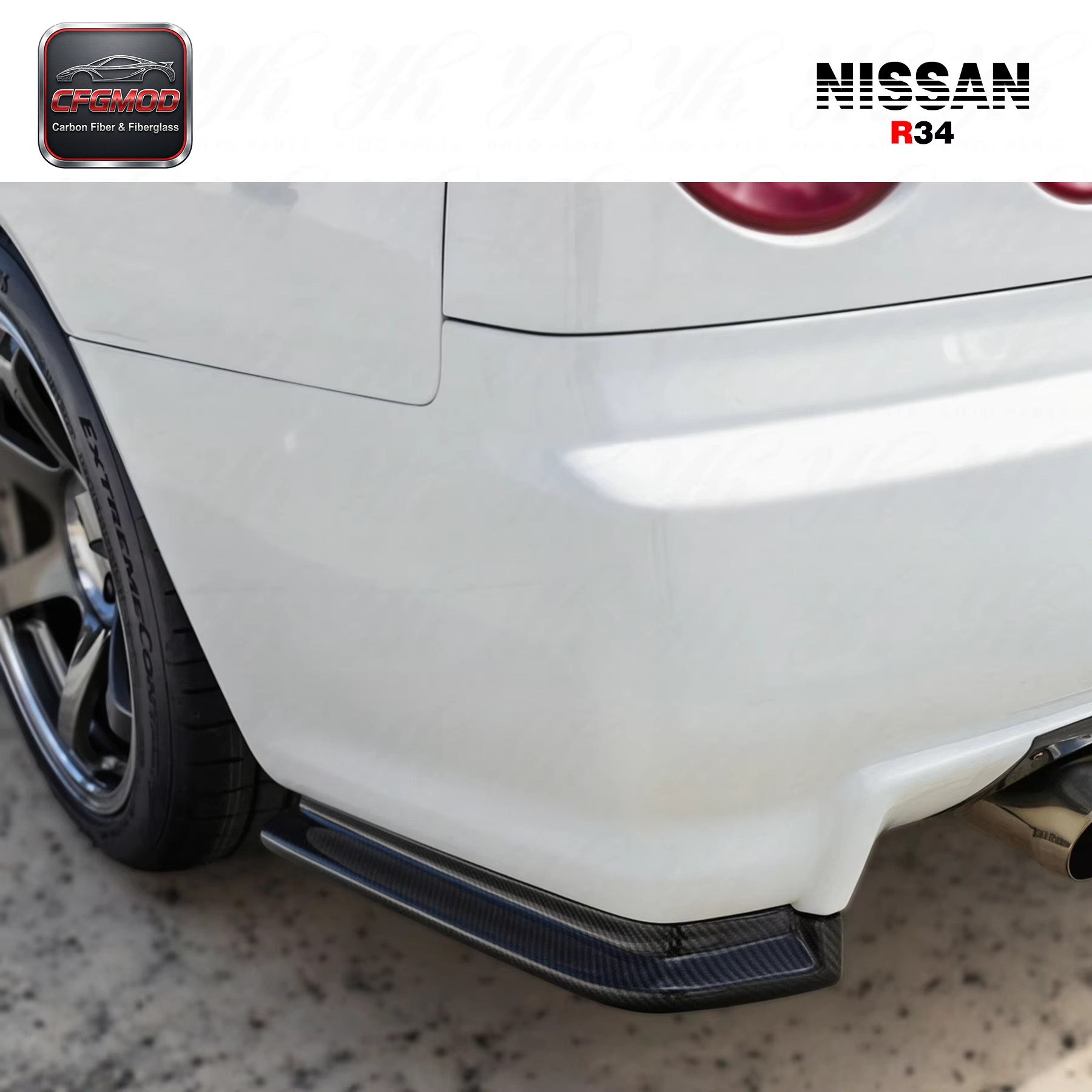 For 1999-2002 Skyline R34 GTR Nism NI Style Carbon Fiber Rear Spats — 5