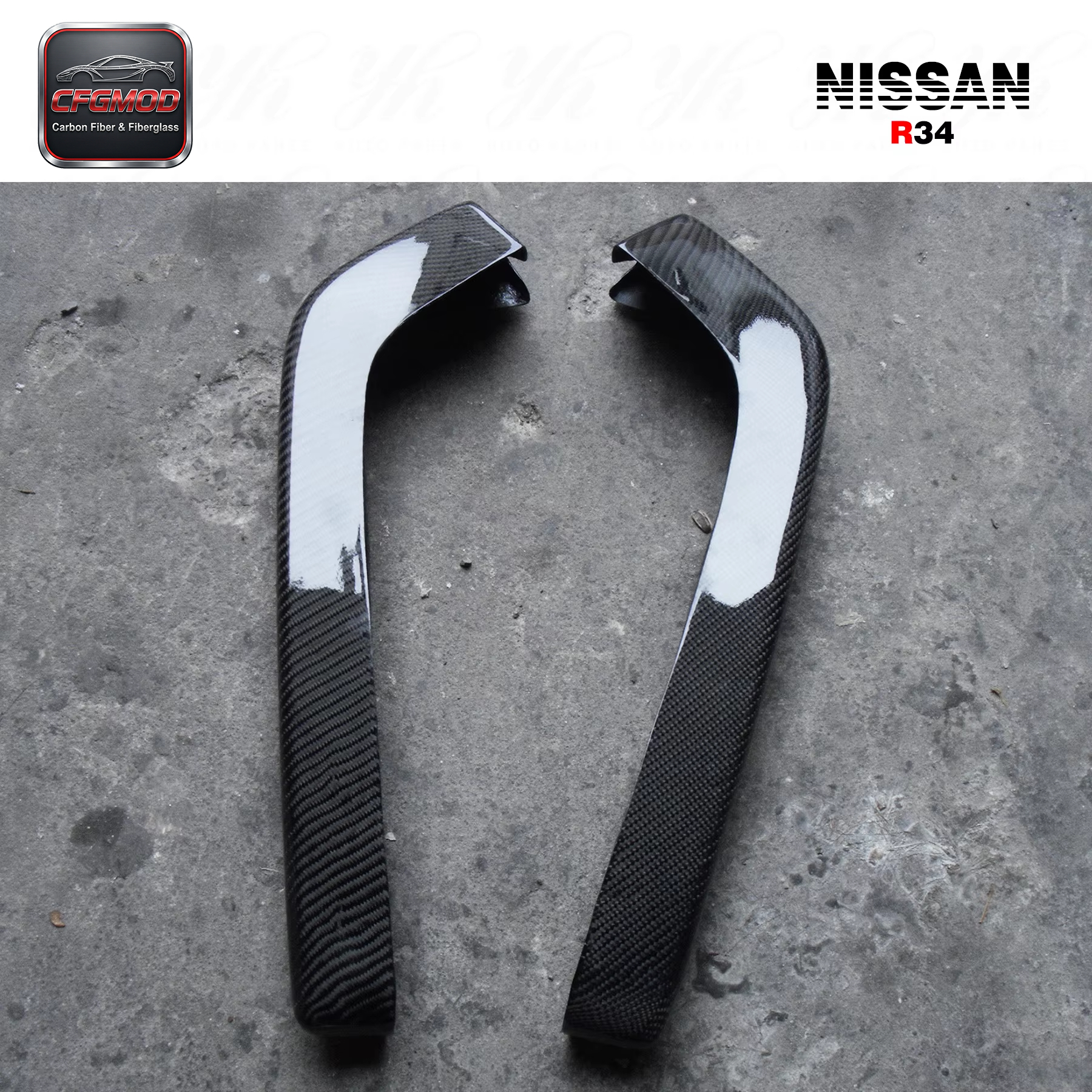 For 1999-2002 Skyline R34 GTR Nism NI Style Carbon Fiber Rear Spats — 9