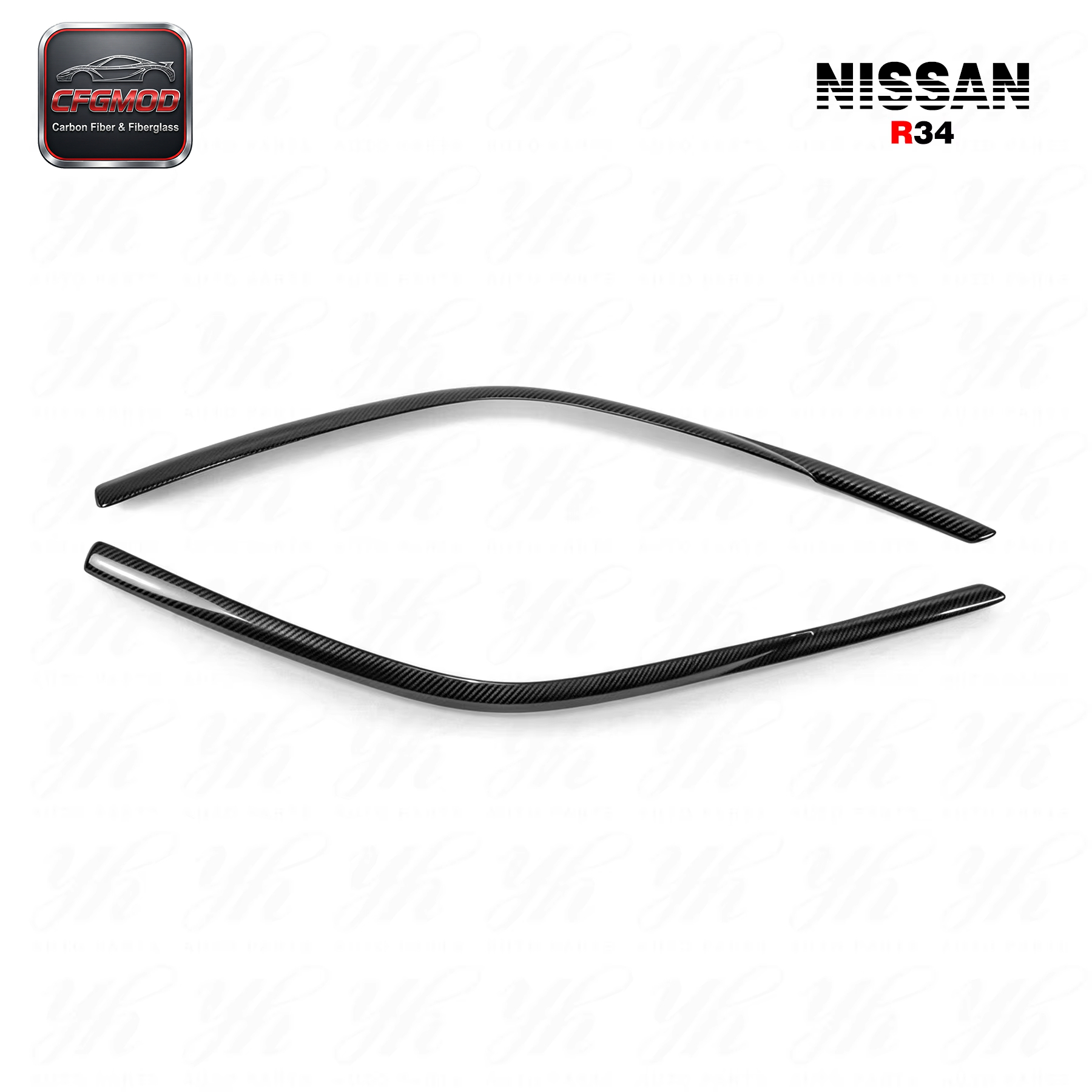 Carbon Fiber Car Wind Deflector (Pair) 2Pcs Black for Nissan Skyline R34 GT-R with Easy Installation — 1