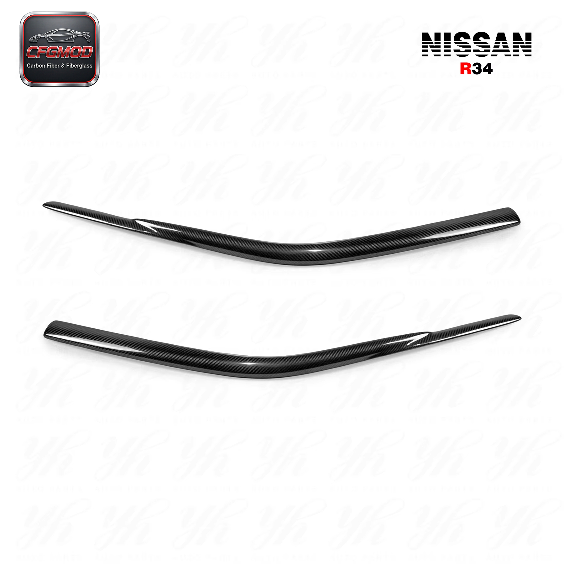 Carbon Fiber Car Wind Deflector (Pair) 2Pcs Black for Nissan Skyline R34 GT-R with Easy Installation — 2