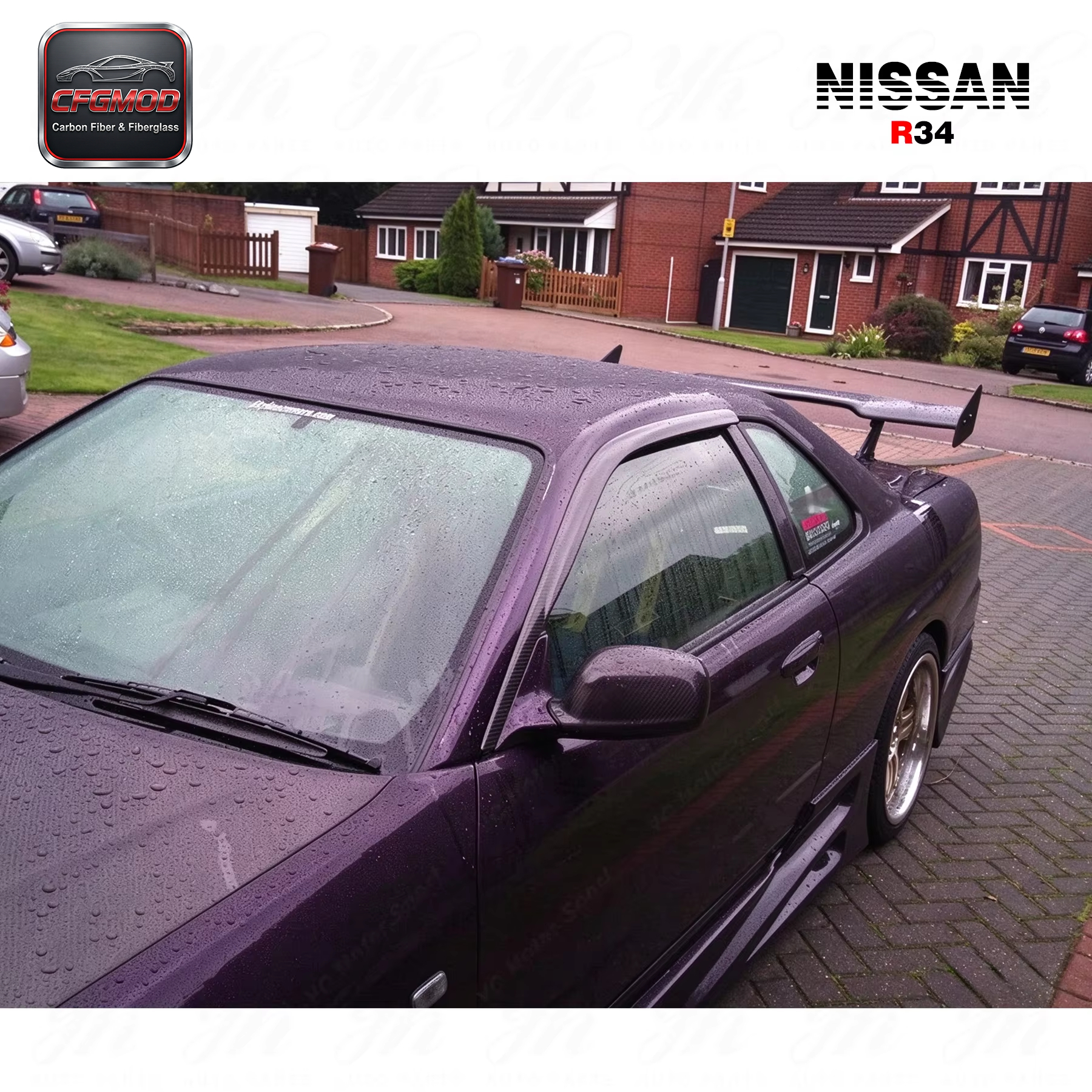 Carbon Fiber Car Wind Deflector (Pair) 2Pcs Black for Nissan Skyline R34 GT-R with Easy Installation — 6