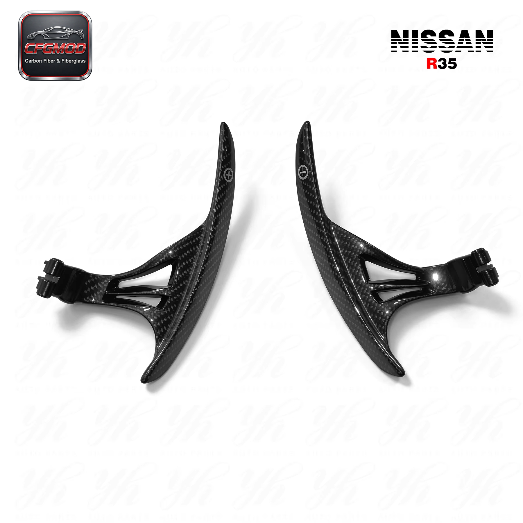 For 2008-2014 R35 GTR GTR35 at Style Matte Black Carbon Fiber Smooth Steering Wheel Shifter Extension — 1