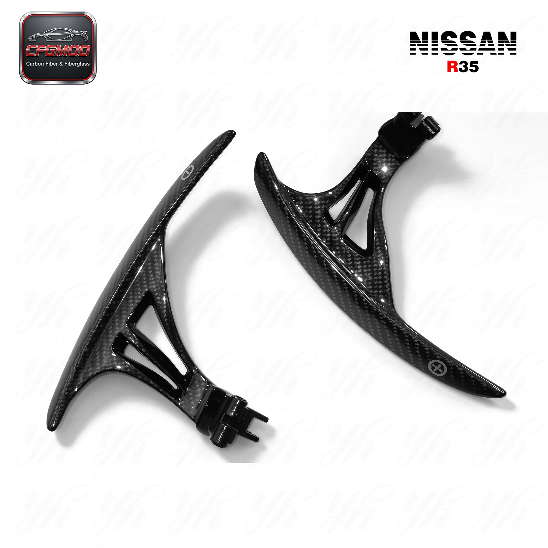 For 2008-2014 R35 GTR GTR35 at Style Matte Black Carbon Fiber Smooth Steering Wheel Shifter Extension — 3