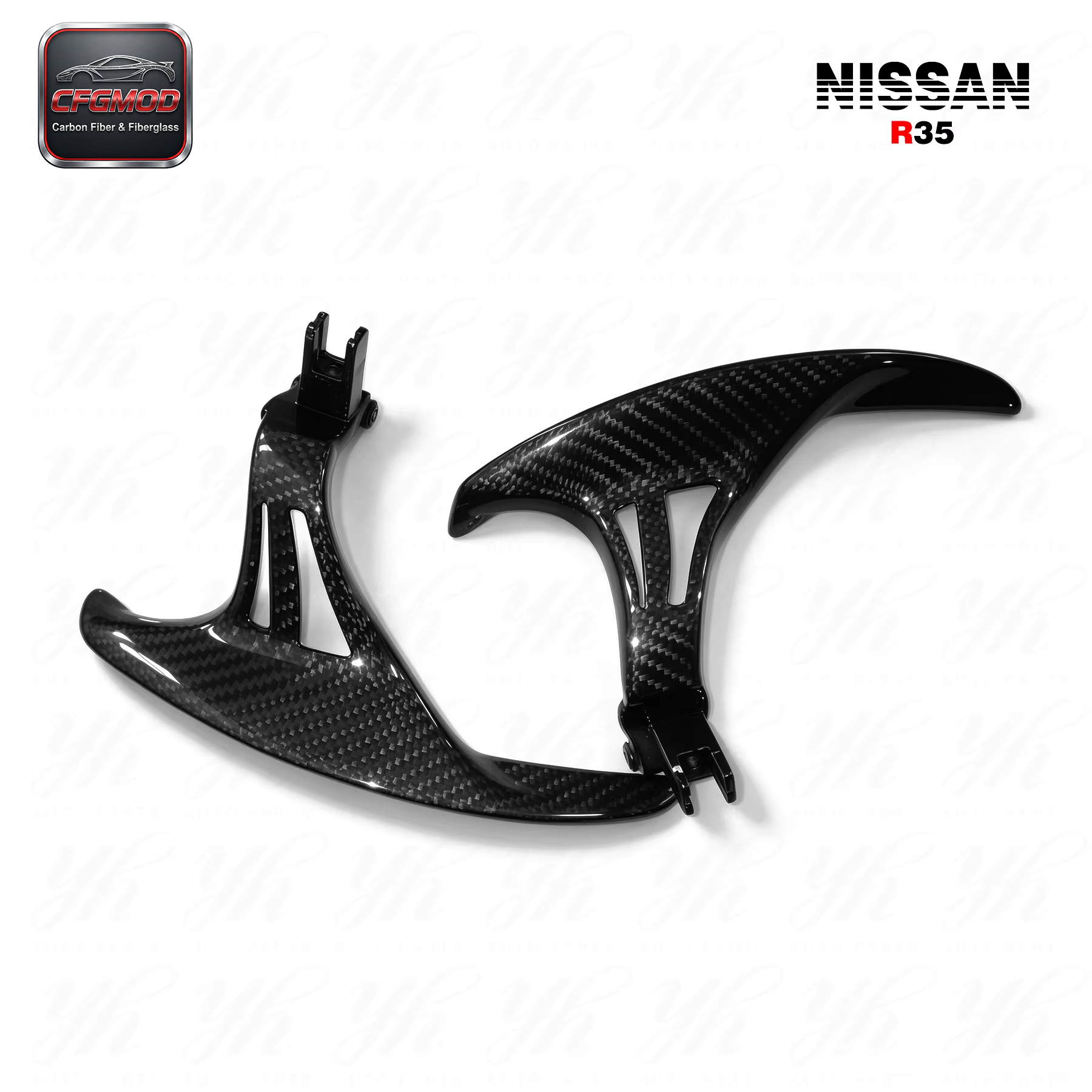 For 2008-2014 R35 GTR GTR35 at Style Matte Black Carbon Fiber Smooth Steering Wheel Shifter Extension — 4