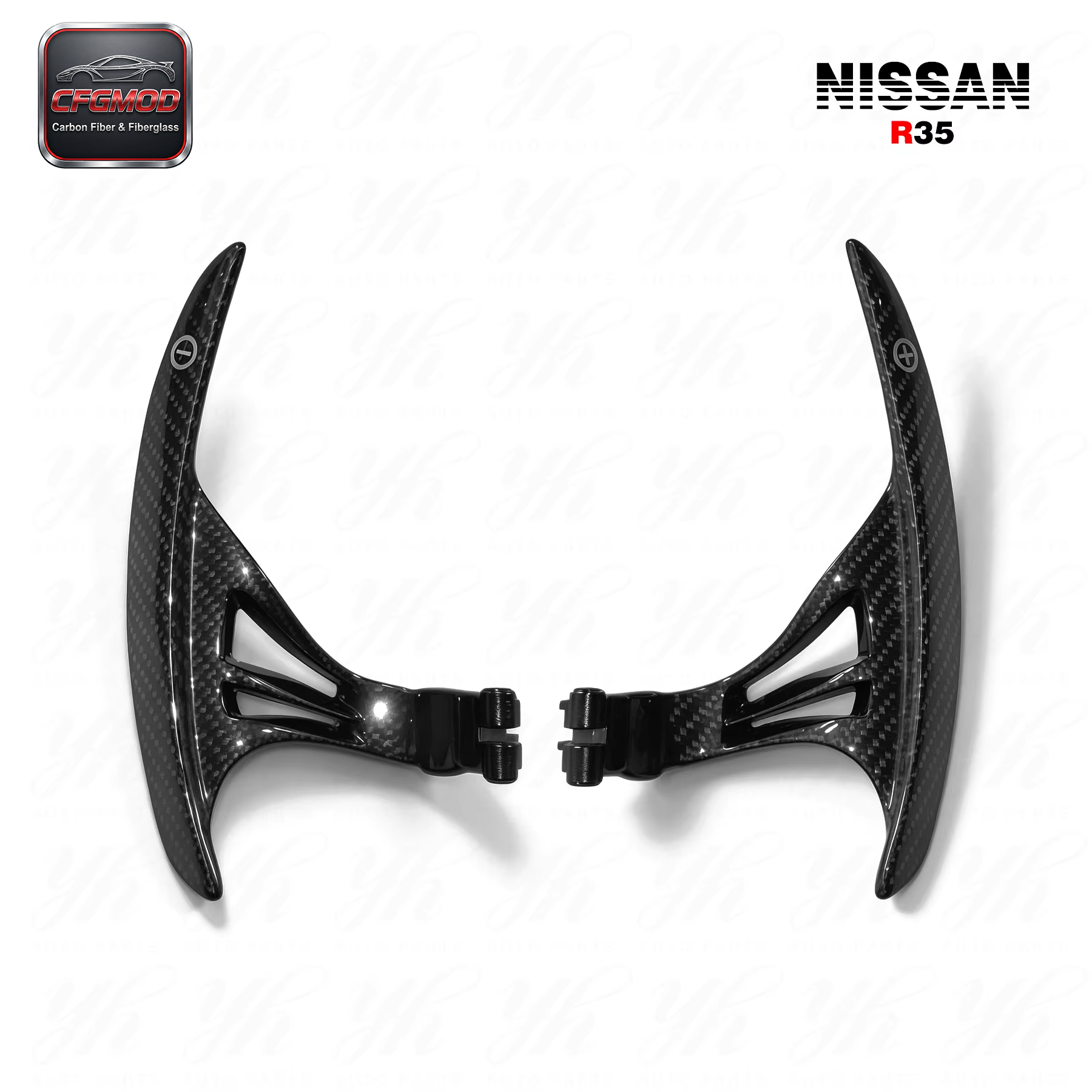 For 2008-2014 R35 GTR GTR35 at Style Matte Black Carbon Fiber Smooth Steering Wheel Shifter Extension — 5