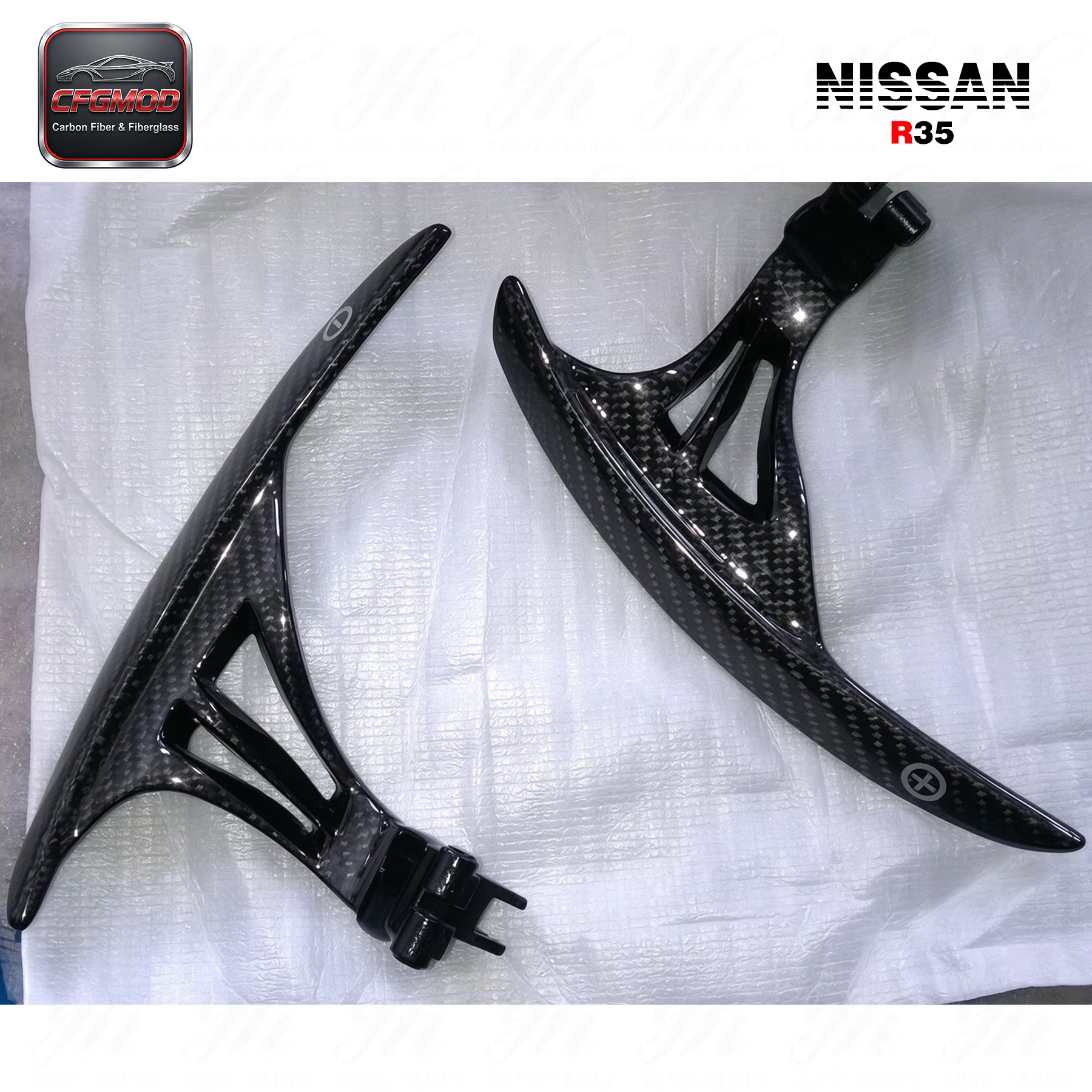 For 2008-2014 R35 GTR GTR35 at Style Matte Black Carbon Fiber Smooth Steering Wheel Shifter Extension — 8