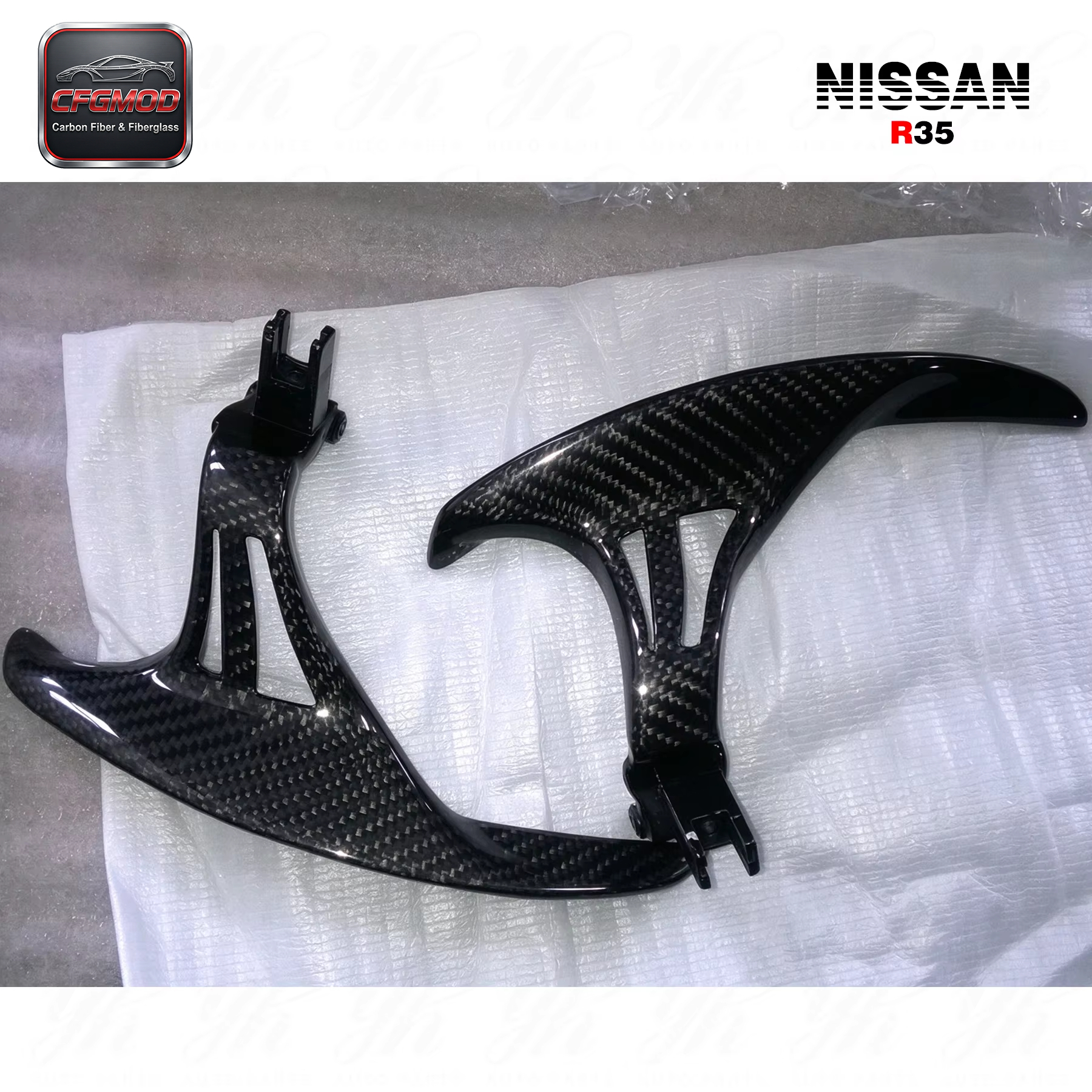 For 2008-2014 R35 GTR GTR35 at Style Matte Black Carbon Fiber Smooth Steering Wheel Shifter Extension — 9