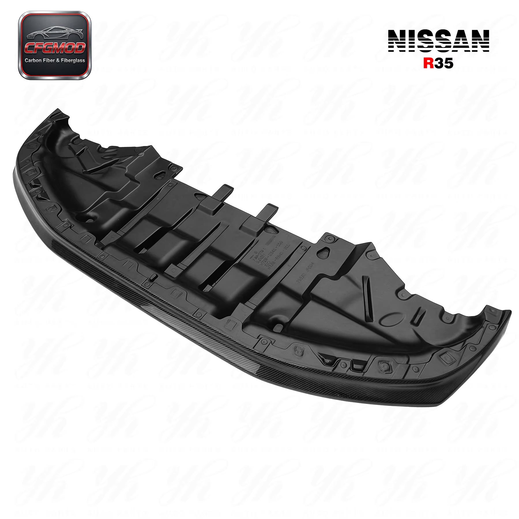 For R35 GTR 2011-2013 OEM Style Carbon Fiber Front Lip W/ Underb Tray Front Diffuser — 2
