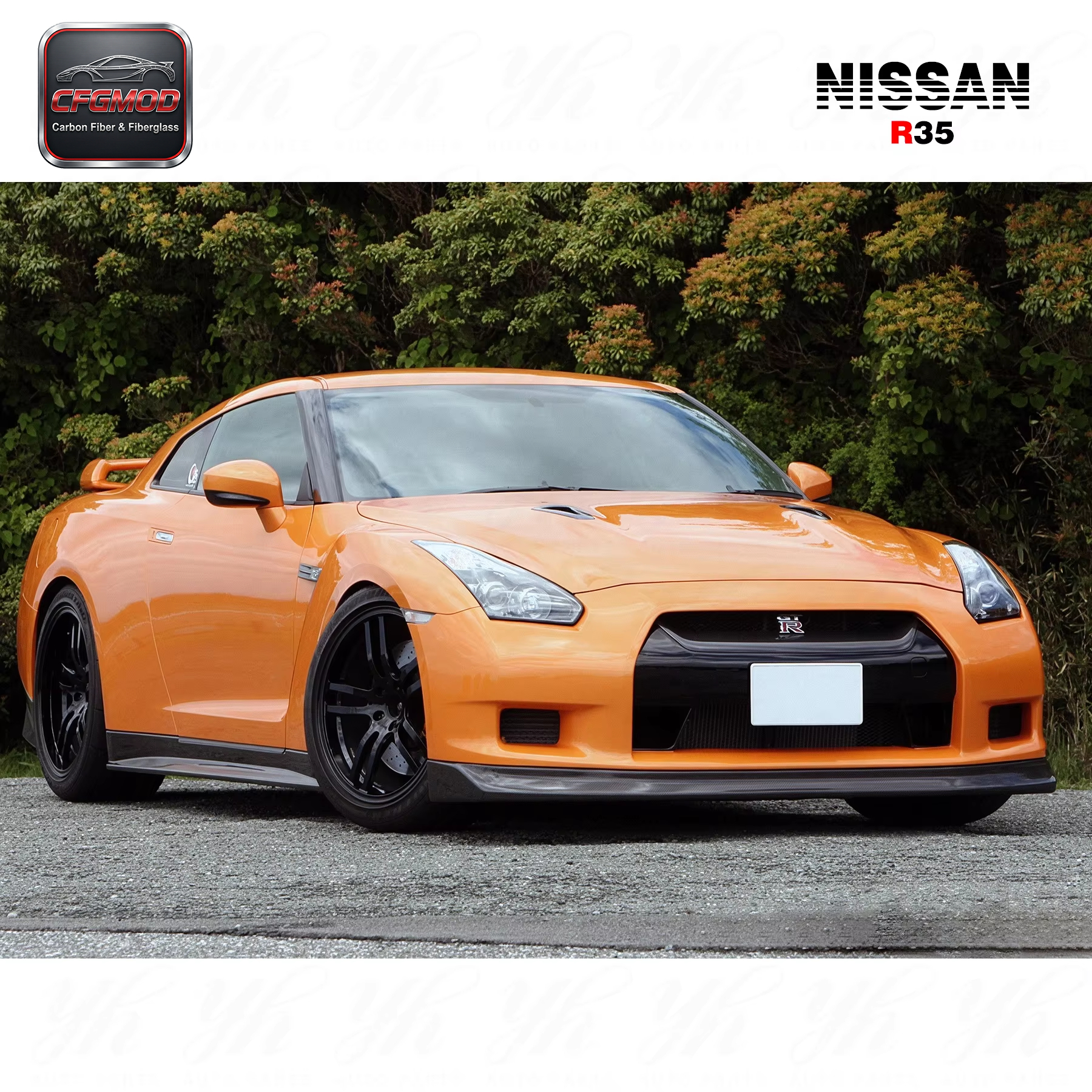 For R35 GTR 2011-2013 OEM Style Carbon Fiber Front Lip W/ Underb Tray Front Diffuser — 8