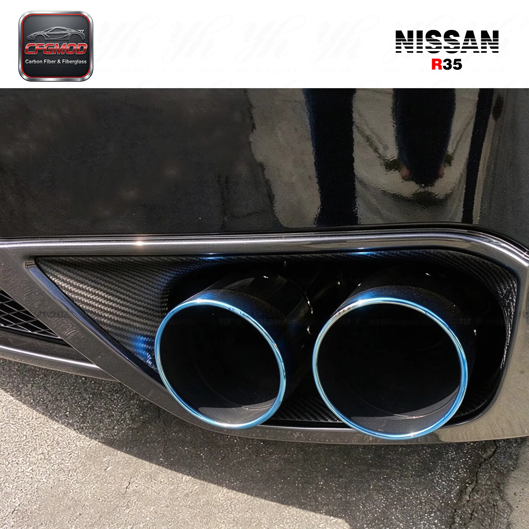 For R35 GTR Carbon Fiber Exhaust Surround(pair) CF — 6
