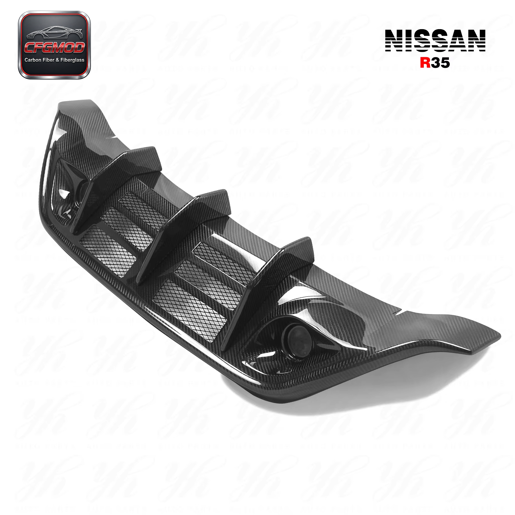 For Skyline R35 GTR Wald Style Carbon Fiber Rear Bumper Diffuser Addon — 2