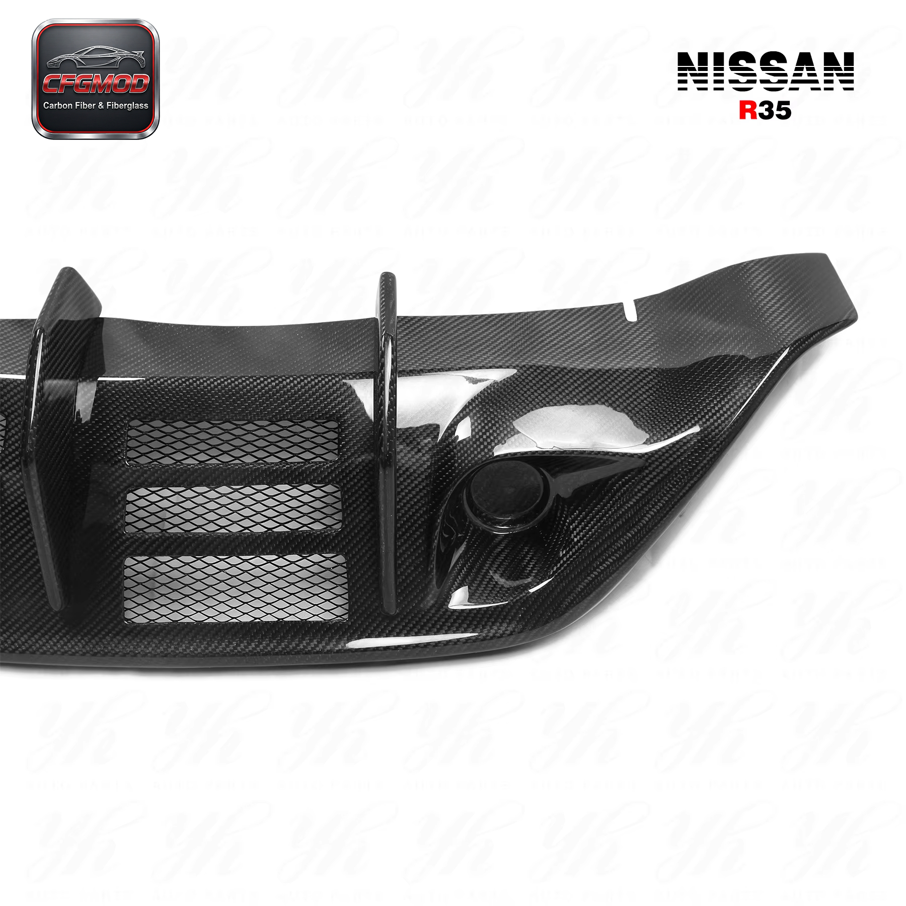 For Skyline R35 GTR Wald Style Carbon Fiber Rear Bumper Diffuser Addon — 3
