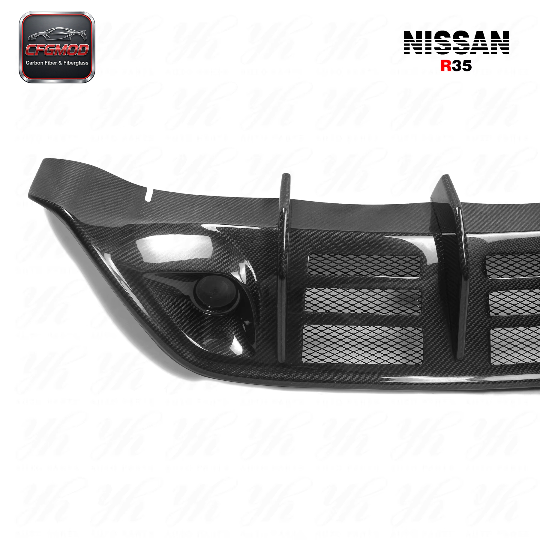 For Skyline R35 GTR Wald Style Carbon Fiber Rear Bumper Diffuser Addon — 5