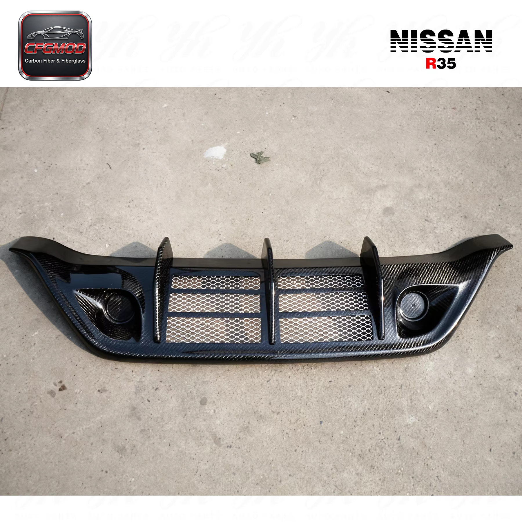 For Skyline R35 GTR Wald Style Carbon Fiber Rear Bumper Diffuser Addon — 7