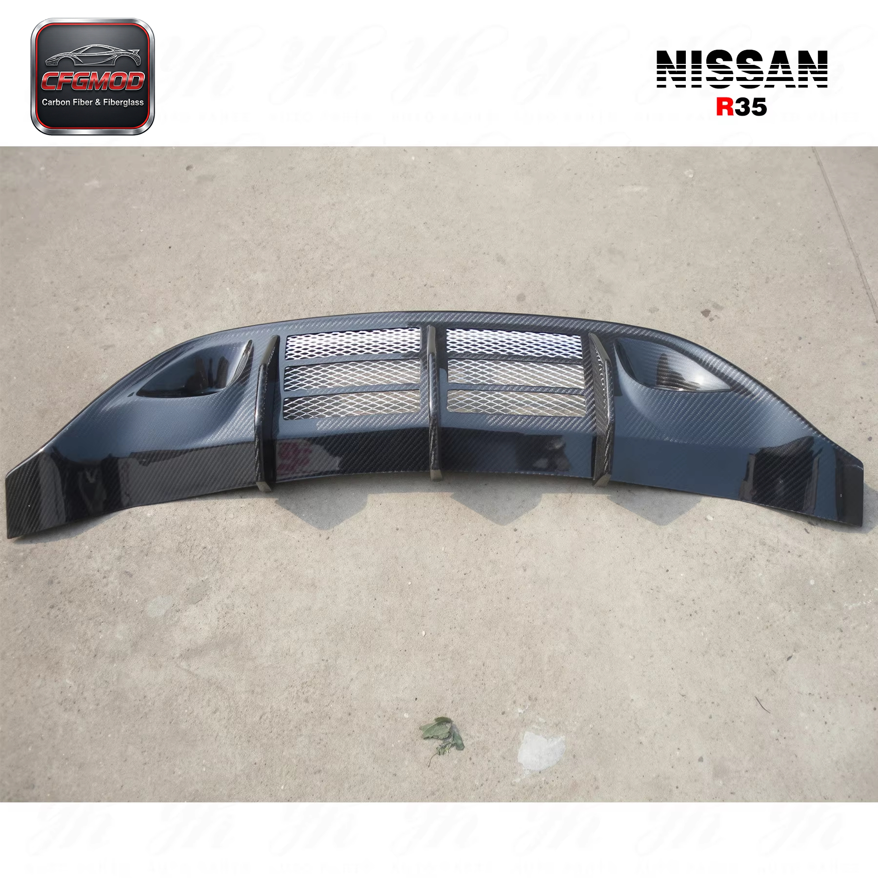 For Skyline R35 GTR Wald Style Carbon Fiber Rear Bumper Diffuser Addon — 8