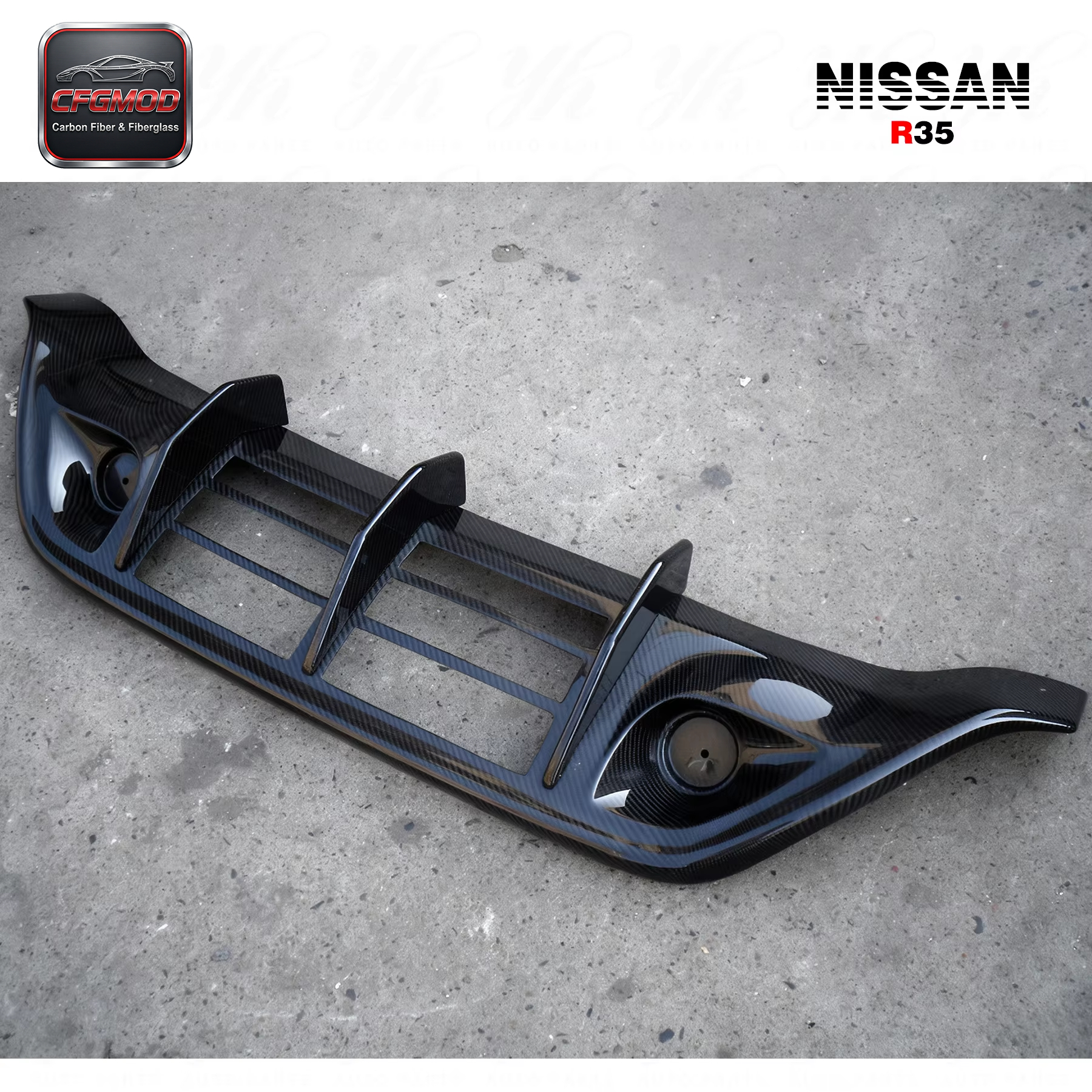 For Skyline R35 GTR Wald Style Carbon Fiber Rear Bumper Diffuser Addon — 9