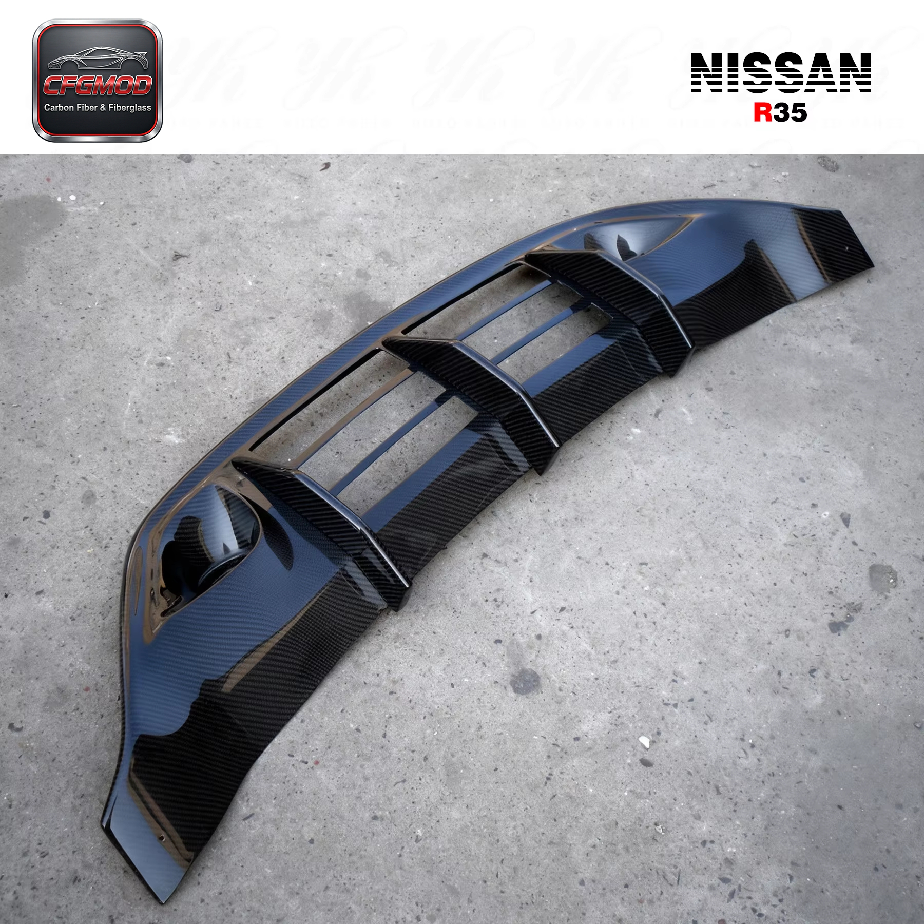 For Skyline R35 GTR Wald Style Carbon Fiber Rear Bumper Diffuser Addon — 10