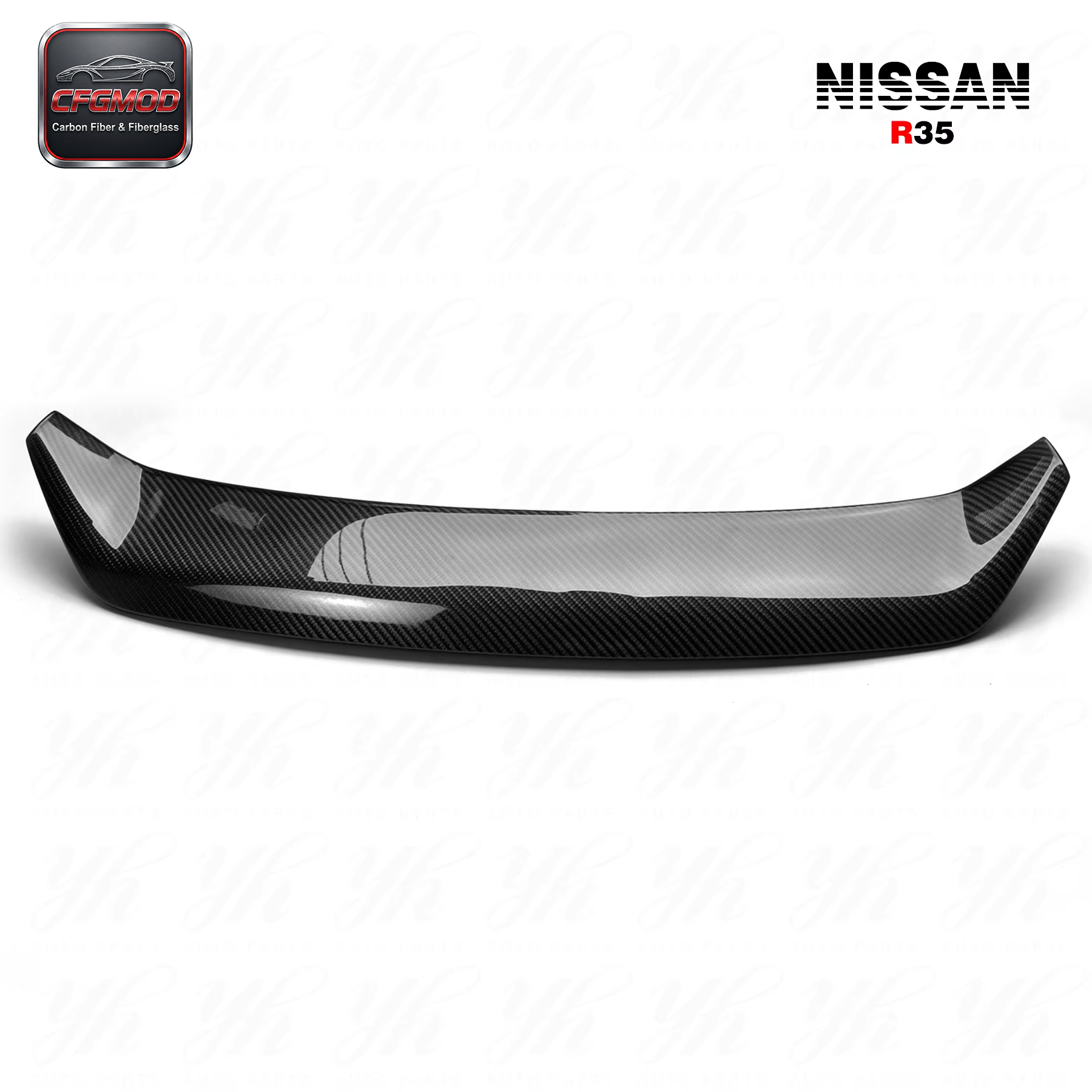 For Skyline R35 GTR Rear Trunk Boot Lip Spoiler Wing WD Wald Style Carbon Fiber — 3